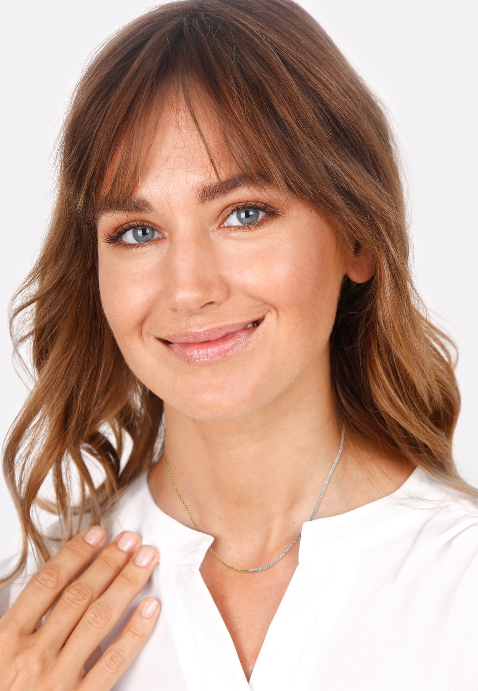 Elli Kette ohne Anhänger »Halskette Panzerkette Basic Chunky Chain Bi-Color 925 Silber«
