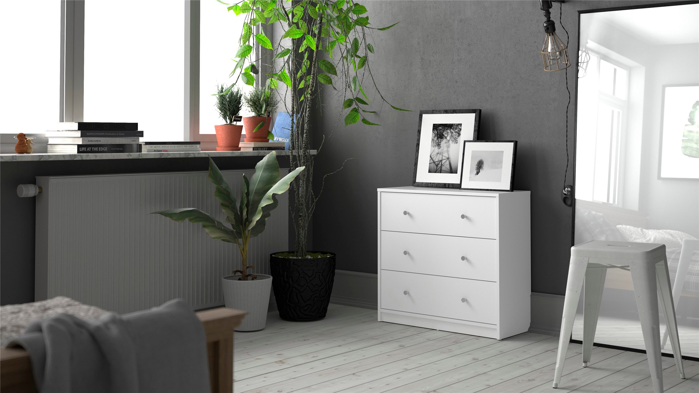 Home affaire Schubkastenkommode Stauraum, Knopfgriffe, einfache Selbstmontage, 72,4 x 68,3 x 30,1 cm