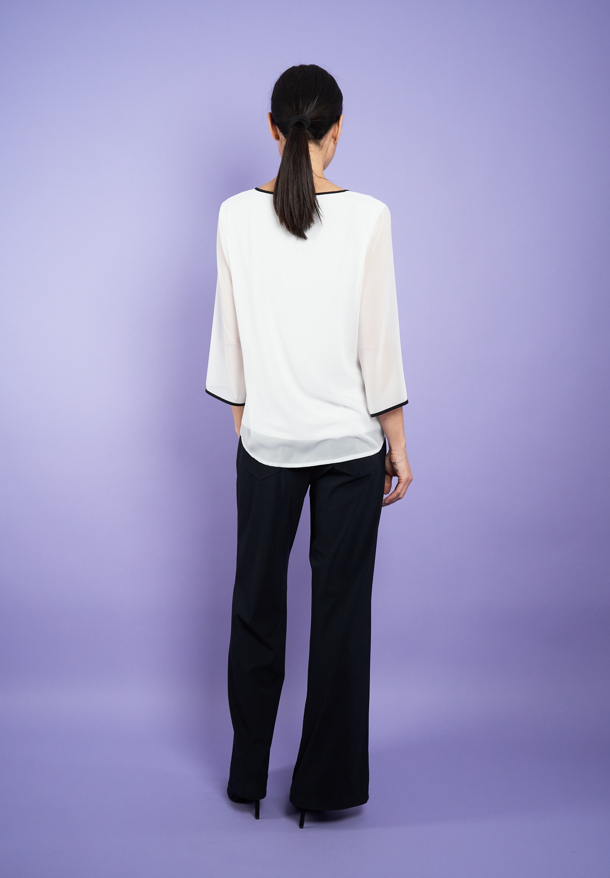 Seidel Moden Chiffonbluse, 3/4 -Arm mit transparenten Ärmeln und MADE IN GERMANY