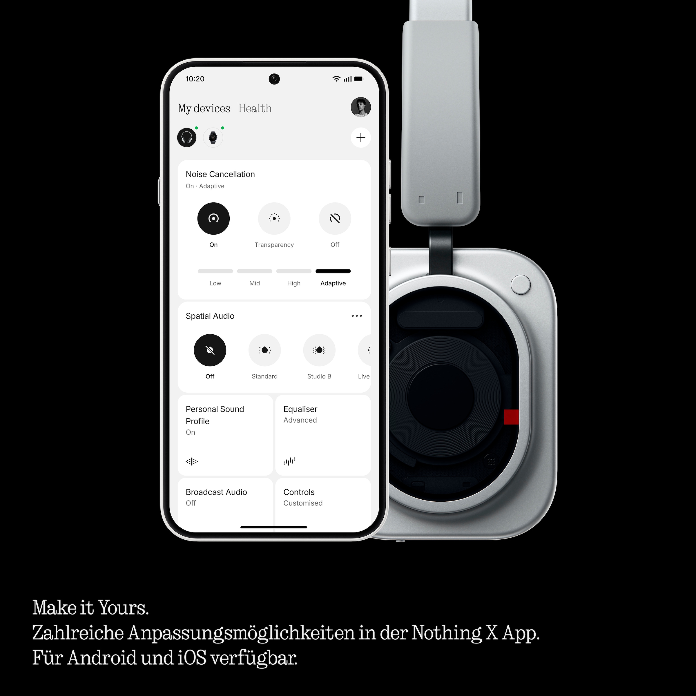 NOTHING Over-Ear-Kopfhörer »Headphone (1) Pro« Bluetooth Active Noise Cancelling (ANC)