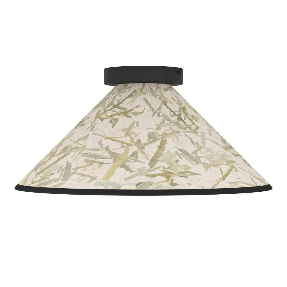 EGLO Deckenleuchte »OXPARK«, 1 flammig, Leuchtmittel E27 | ohne Leuchtmittel, Deckenleuchte, Japandi Design, Wohnzimmerlampe, Textil, Bambusblätter