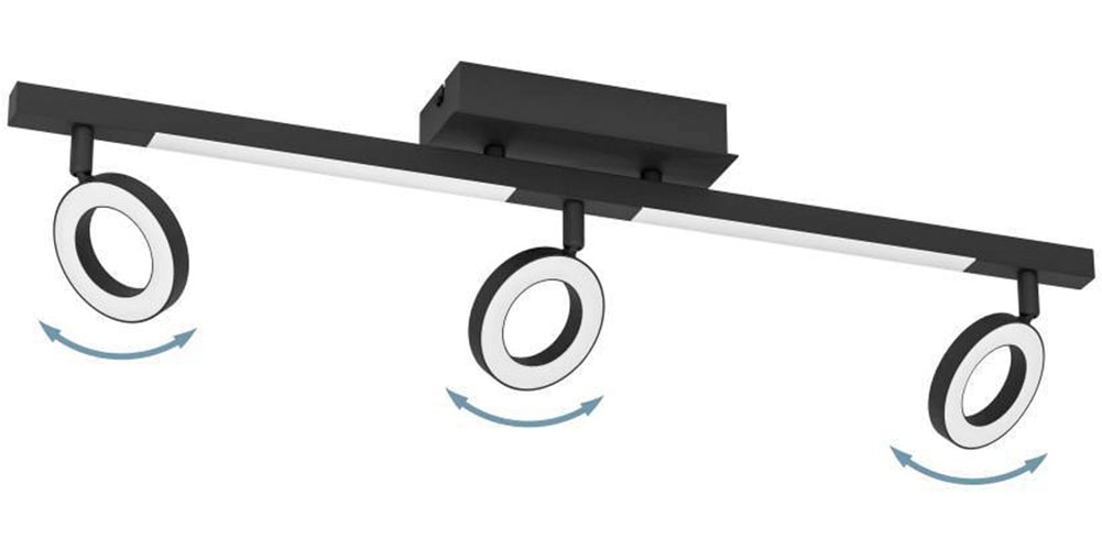 EGLO Deckenspot »CARDILLIO 2 Deckenlampe, schwarz, 3 flammig, schwenkbare Lampenköpfe«, Leuchtmittel LED-Modul | LED fest integriert, Spot, warmweißes Licht, Wohnzimmer, Esszimmer, Küche, Flur, 68,5x8,5cm