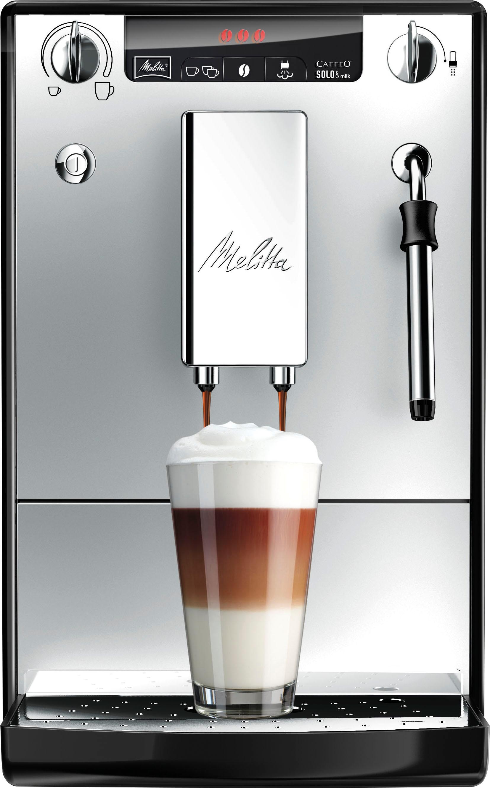Melitta Kaffeevollautomat »Solo® & Milk E953-202, silber/schwarz«, Café crème & Espresso per One Touch, Düse für Milchschaum