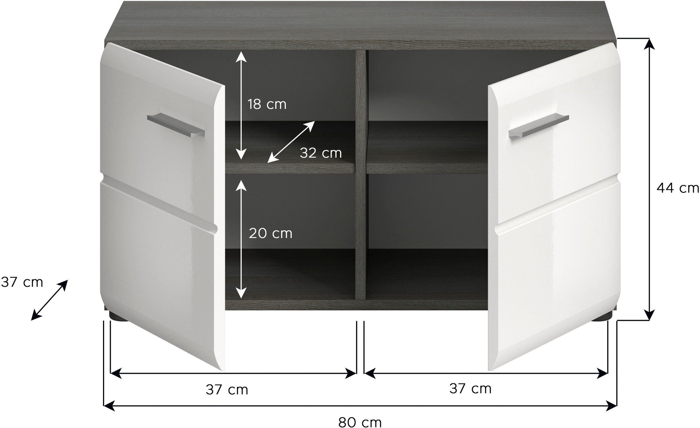 INOSIGN Sitzbank »Rumba, Breite 80cm, Hochglanz Front, 2 Türen, 2 Einlegeböden, 4 Fächer«, Schuhbank, Schuhschrank, Flurbank, Flurmöbel