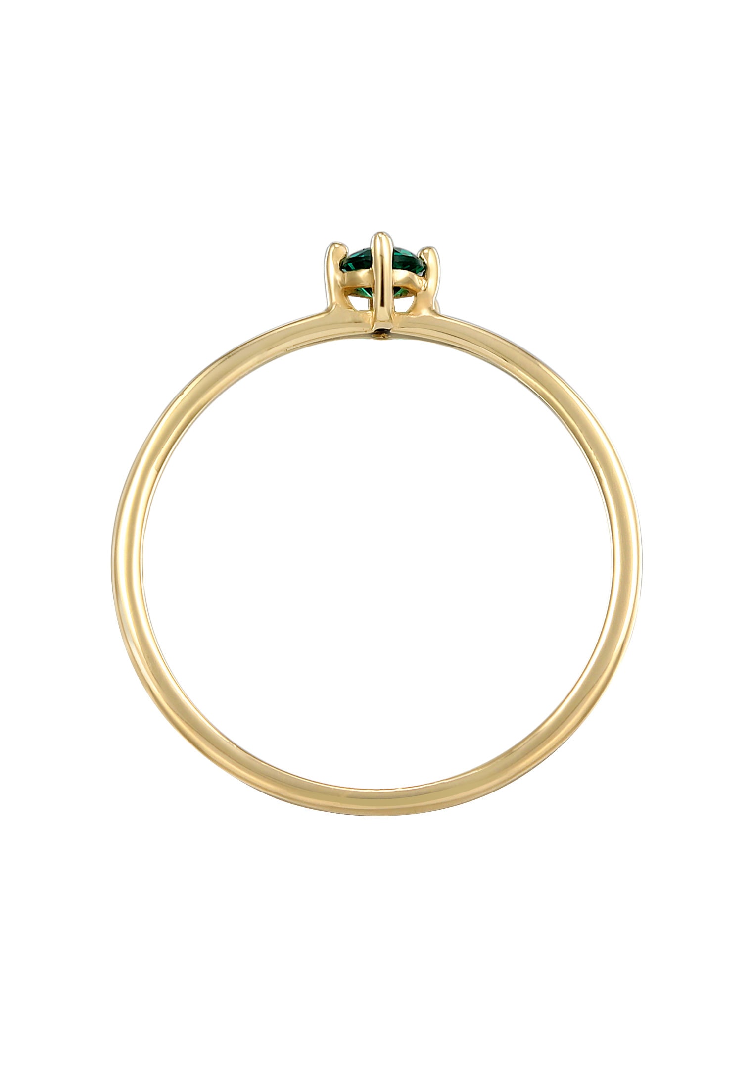 Elli Premium Silberring »Ring Synthetischer Smaragd Solitär 375er Gelbgold«