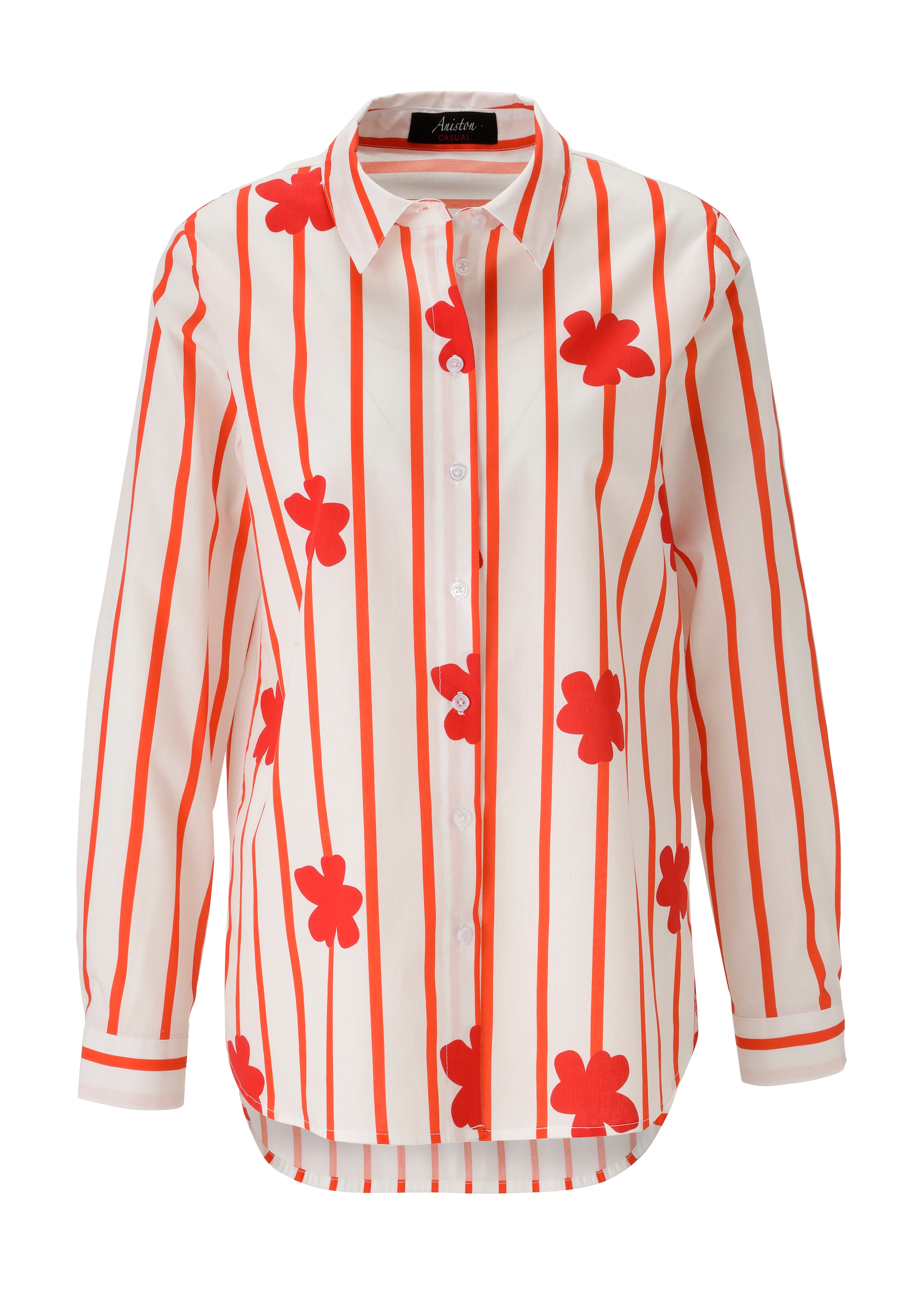 Aniston CASUAL Hemdbluse mit Streifen und Blüten verziert - NEUE KOLLEKTION