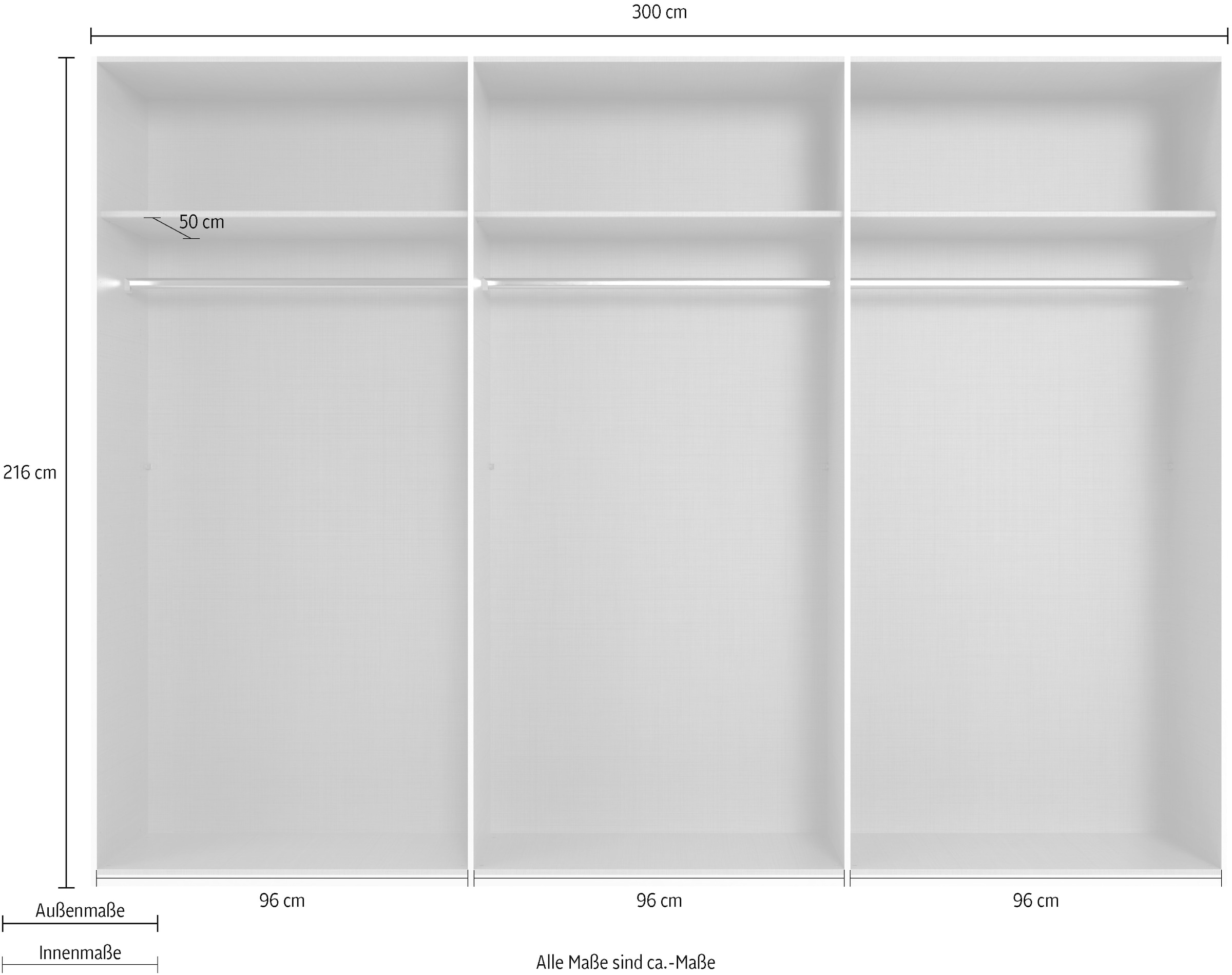 Wimex Drehtürenschrank »Rimini by fresh to go, 200, 250 oder 300cm Breite, 216cm hoch«, LED Bleuchtung inklusive, mit Glasfronten, Metallgriffen