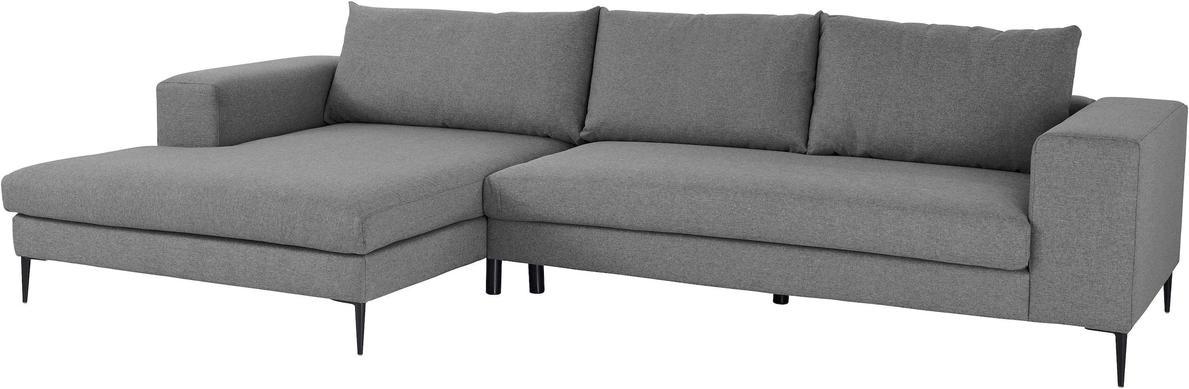 Home affaire Ecksofa »Aurora, L-Form, mit extra breiter Recamiere, 324 x 170 cm (BxT)« Designsofa mit tollem Sitzkomfort, extra hohe Metallfüße schwarz