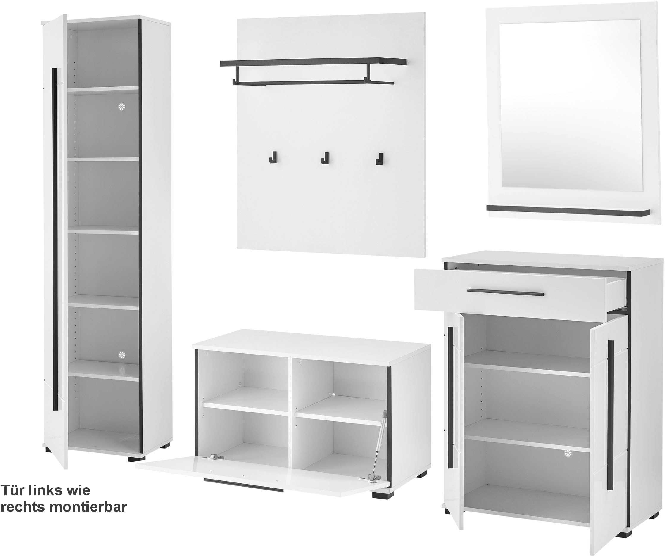 Home affaire Garderoben-Set »Cantara, moderne Garderobe, Komplettset mit viel Stauraum« Komplett-Set, 5 Stk. tlg.