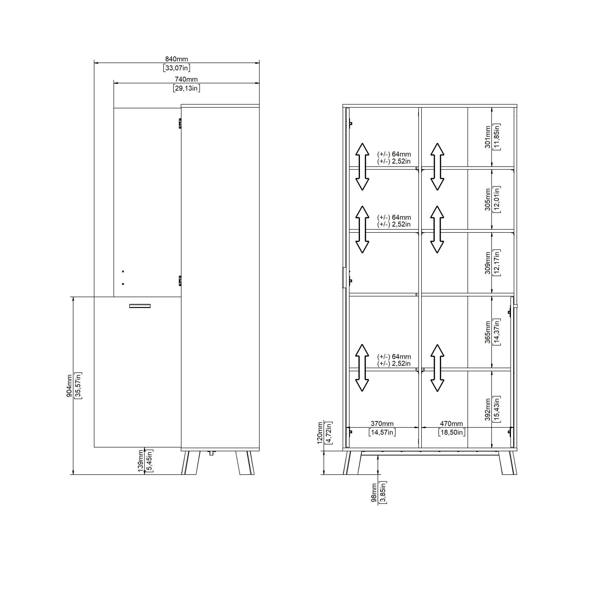 andas Vitrine »Ikast Vitrinenschrank, Standvitrine, Schrank, Stauraum«, 2 Türen, 3 offene Fächer, Breite 89 cm, Höhe 188 cm