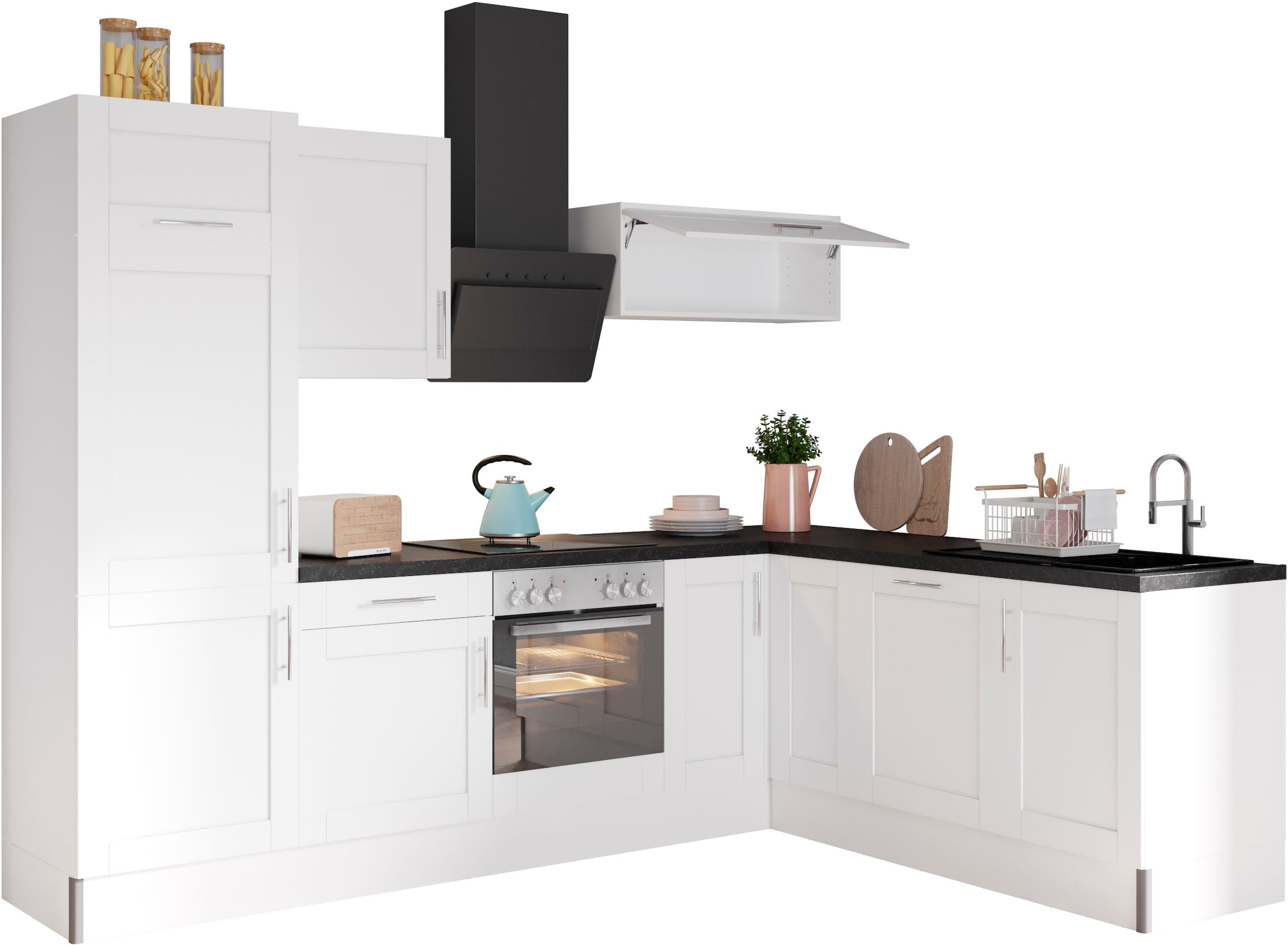 OPTIFIT Küche "Ahus" 200 x 270 cm breit, wahlweise mit E-Geräten, Soft Close Funktion