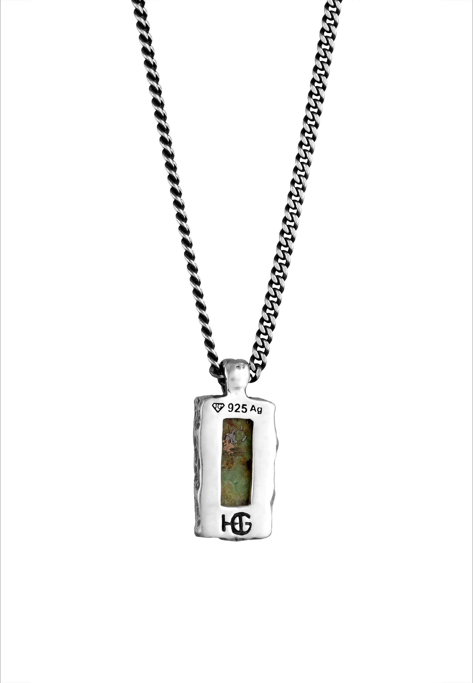 HAZE & GLORY Kette mit Anhänger »Halskette Afrikanischer Türkis Edelstein 925 Sterling Silber - Bold Bar«