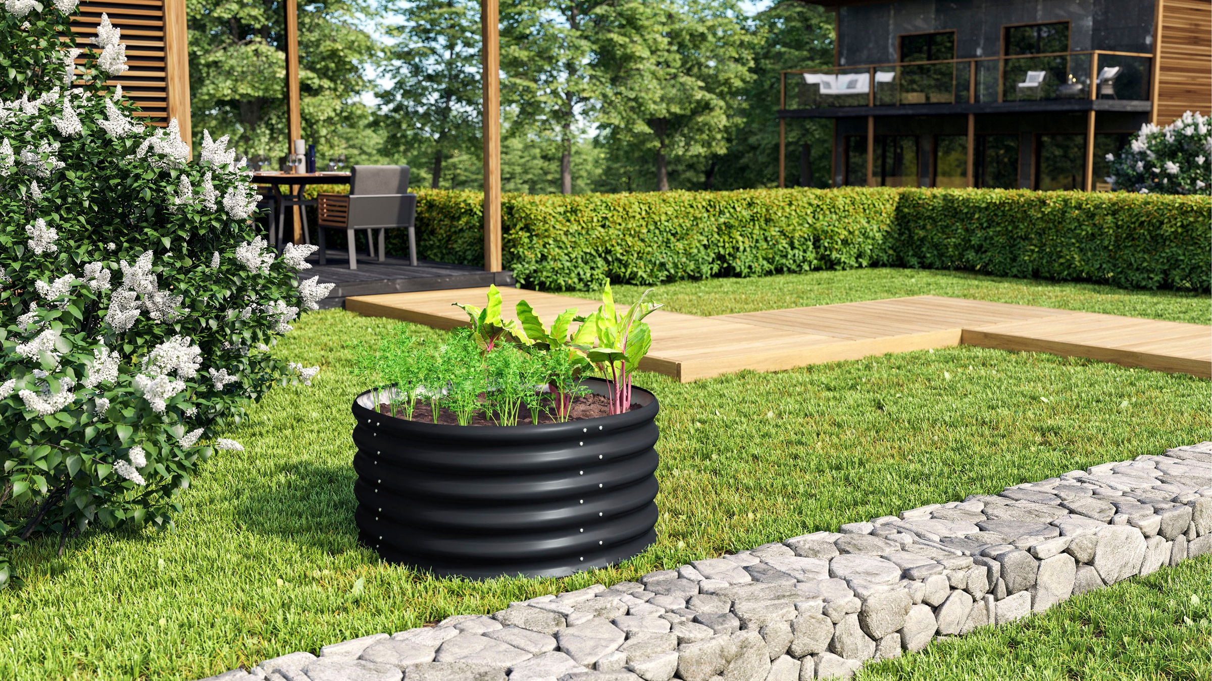 Vitavia Hochbeet »Terra Rund 401«, BxTxH: 82x82x40 cm, schwarz