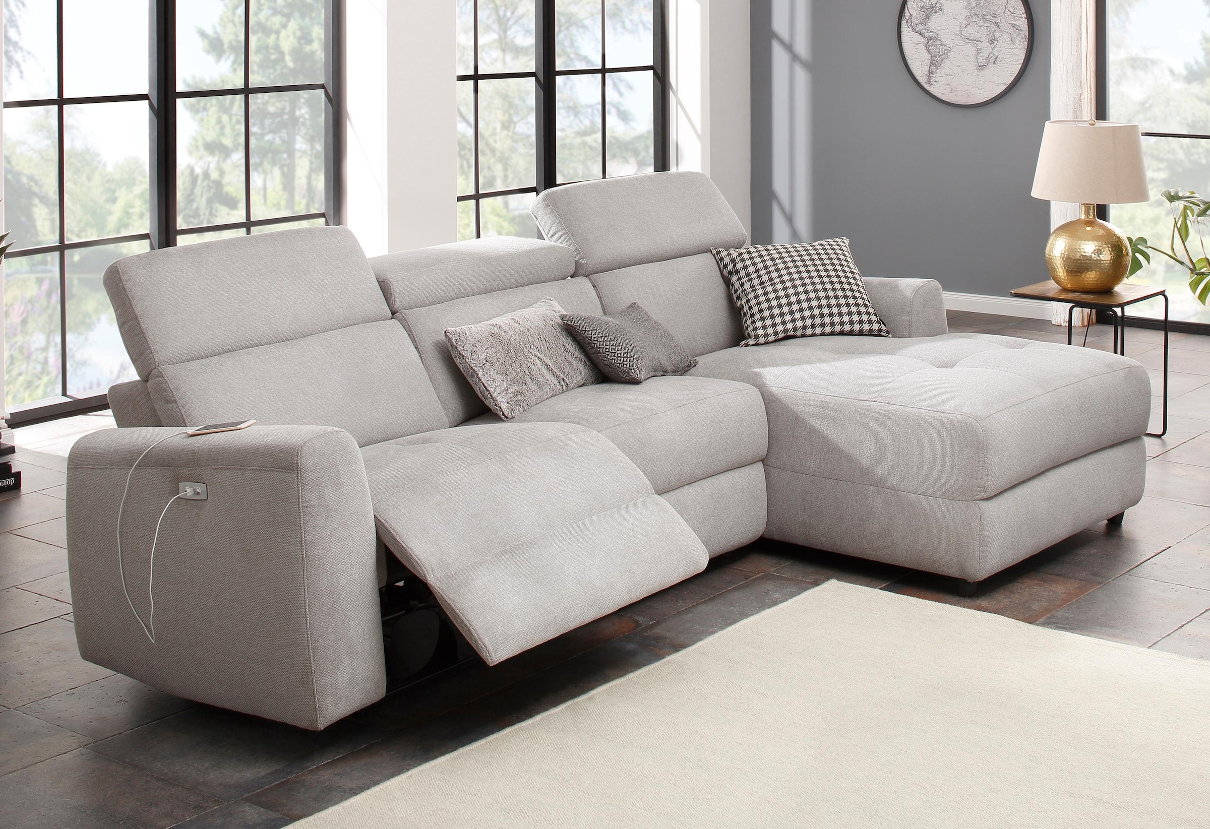 Home affaire Ecksofa »Sentrano, L-Form,«, 275 cm, man. o. elektr. Relaxfunktion und USB/Kopfverstellung