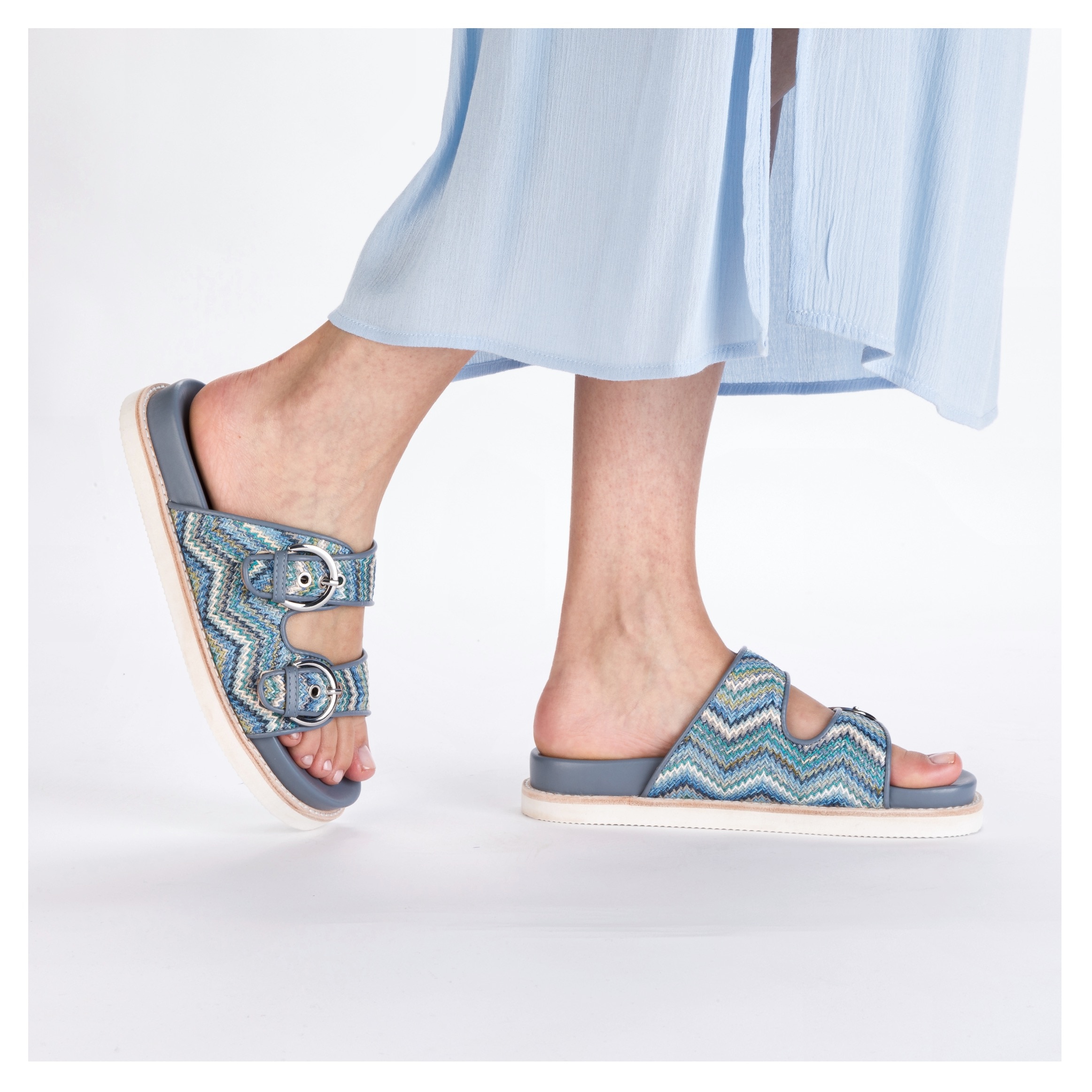 Rieker Pantolette, Sommerschuh, Strandschuh, Urlaubsschuh, Schlappen in Flecht-Optik