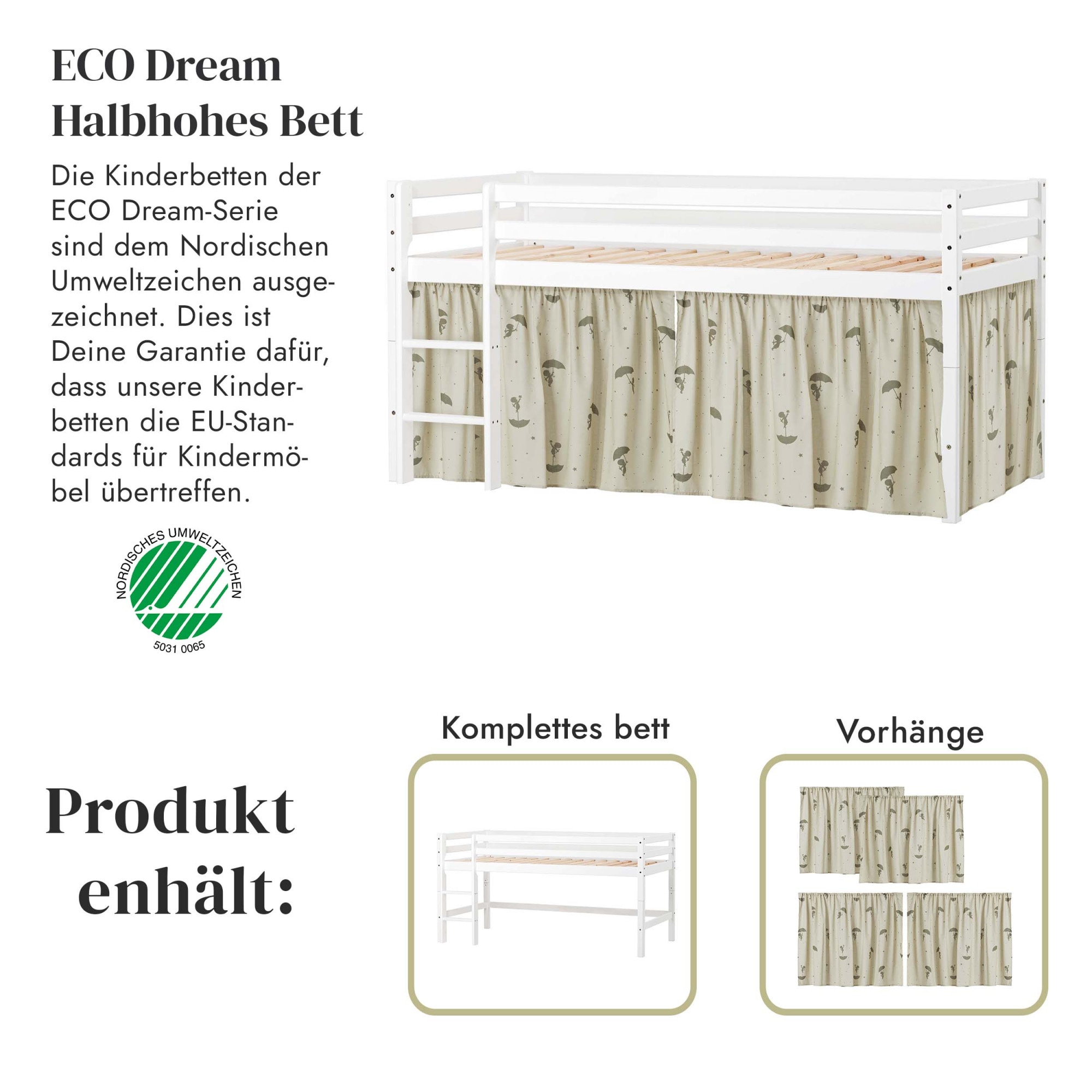 Hoppekids Spielbett »ECO Dream«, Massivholz, wahlweise in 2 Größen und 4 Farben, Matratze wählbar