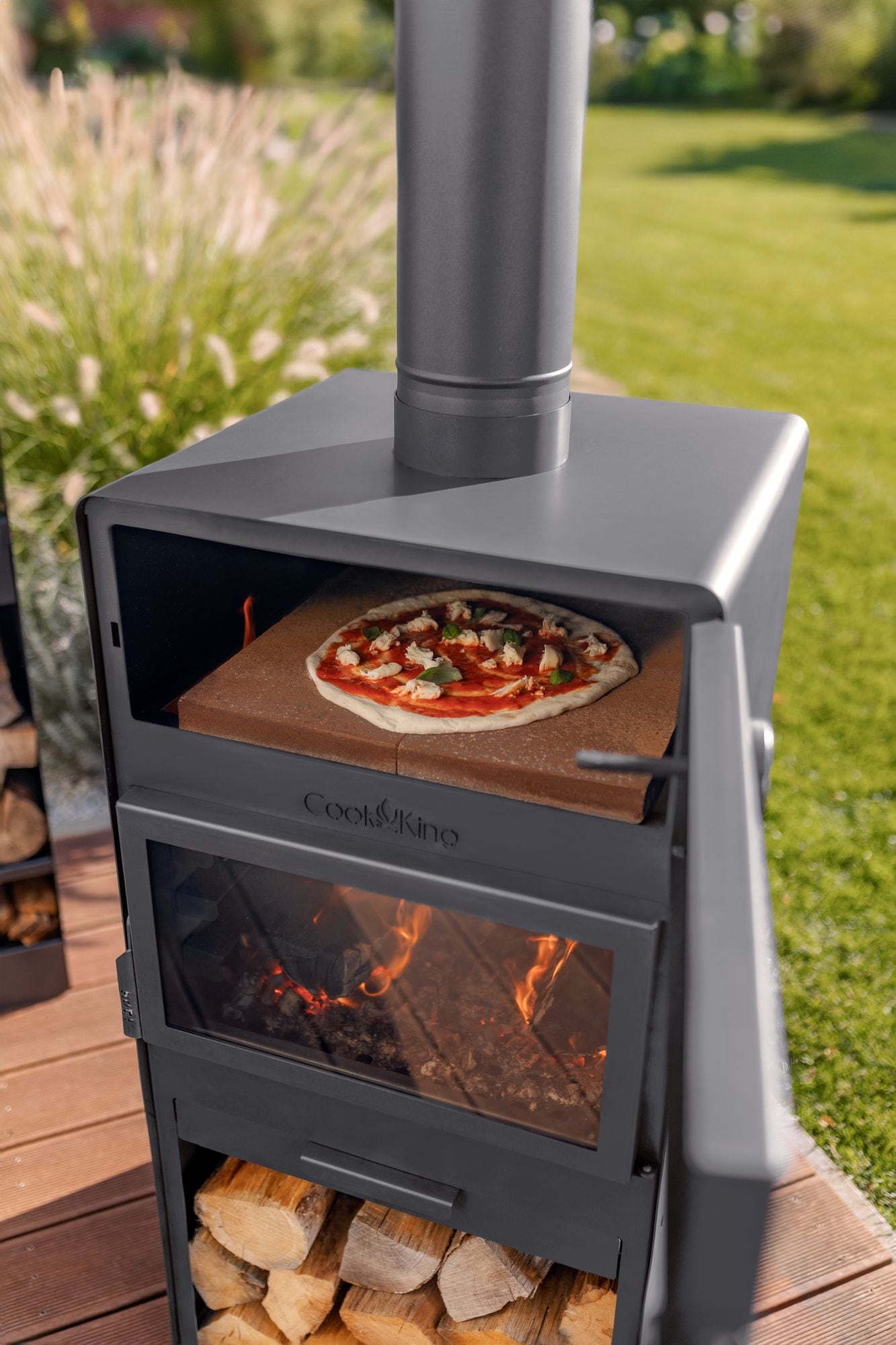 CookKing Grillkamin »Terrassenofen Vento Plus« inkl. Pizzaofen, Stahl, 50x50x150 cm