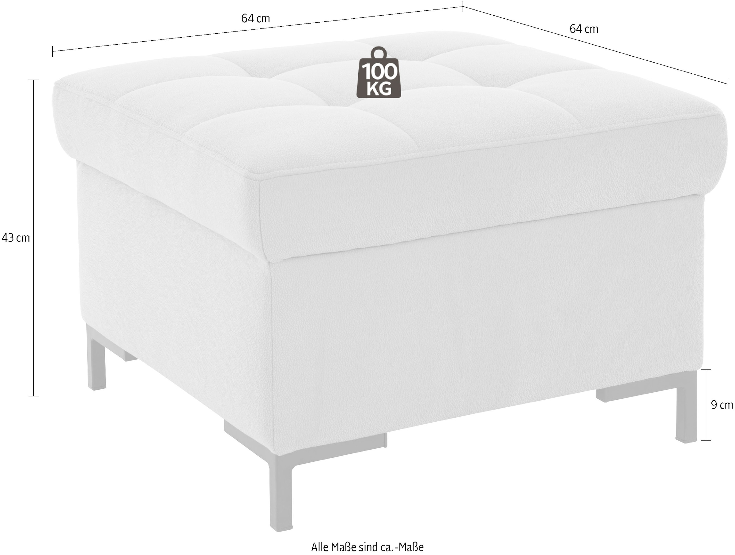OTTO products Hocker »Grazzo«, hochwertige Stoffe aus recyceltem Material, Steppung im Sitzbereich