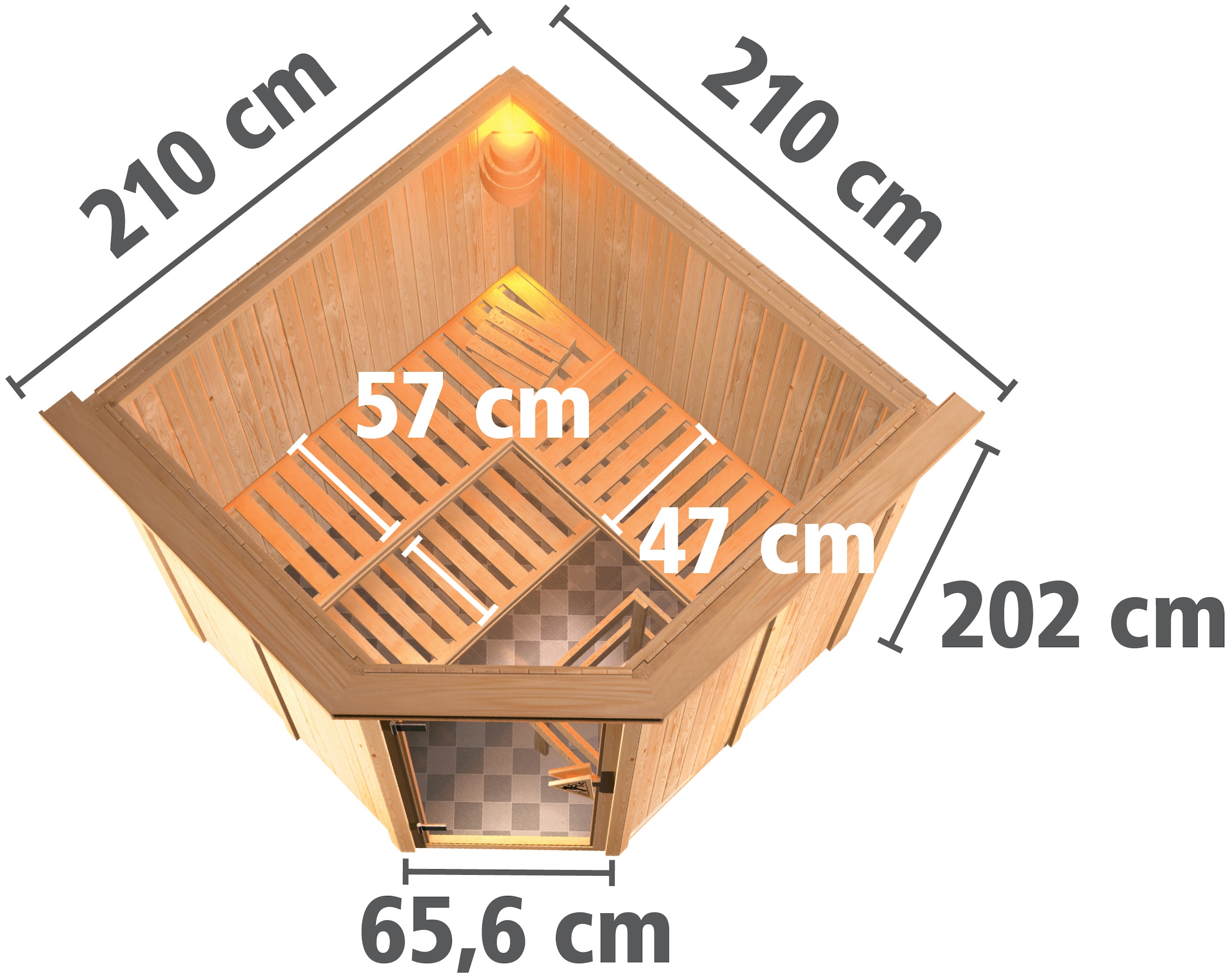 Karibu Sauna »Jarin« Set,  9-kW-Ofen mit externer Steuerung
