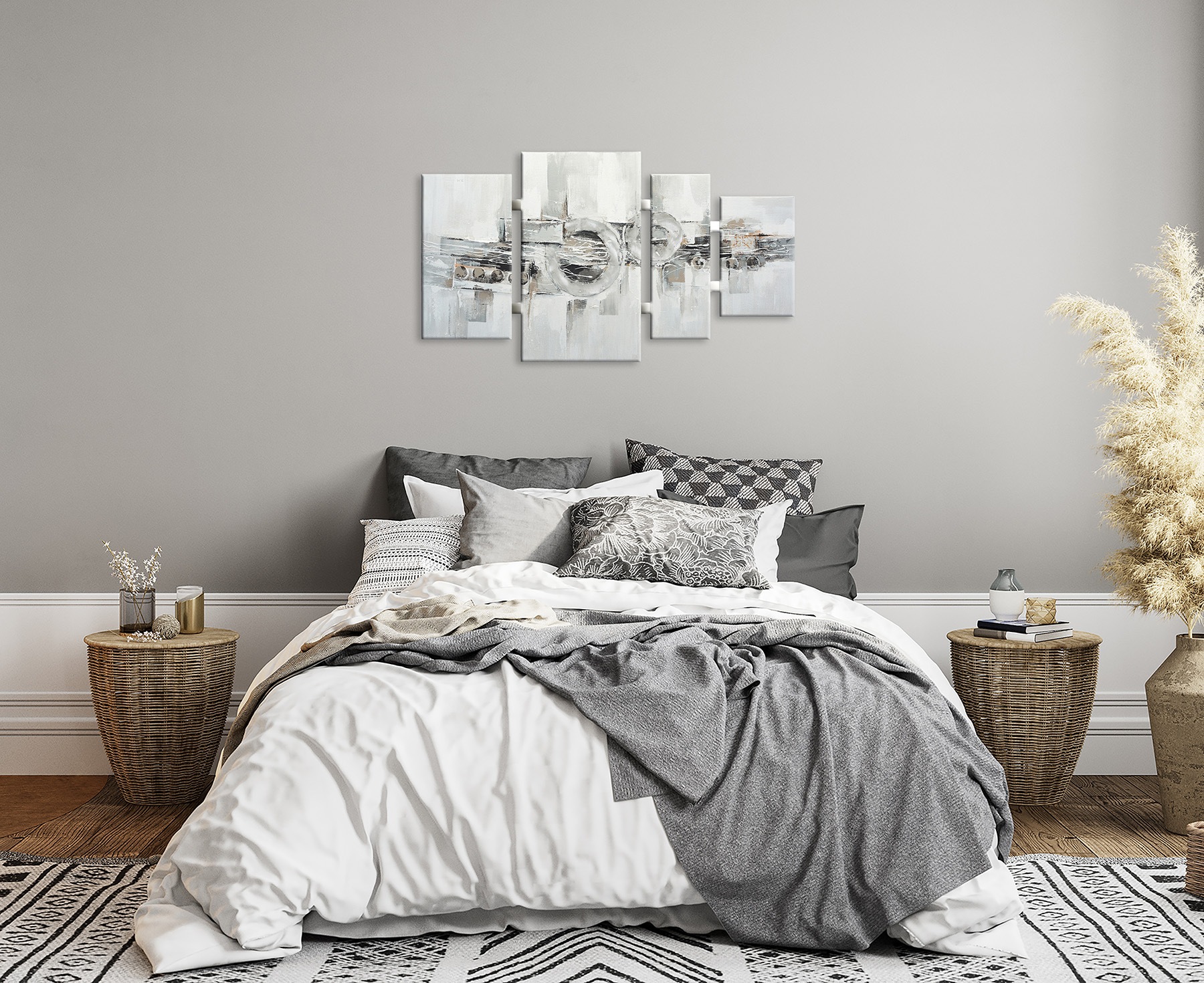 Bönninghoff Ölgemälde »handarbeit 4-teilig ABSTRAKTE KREISE 70x124 cm – Wandbild« Abstrakt | Formen | Muster 1 Stk. tlg. handgefertigt, jedes Bild ein Unikat