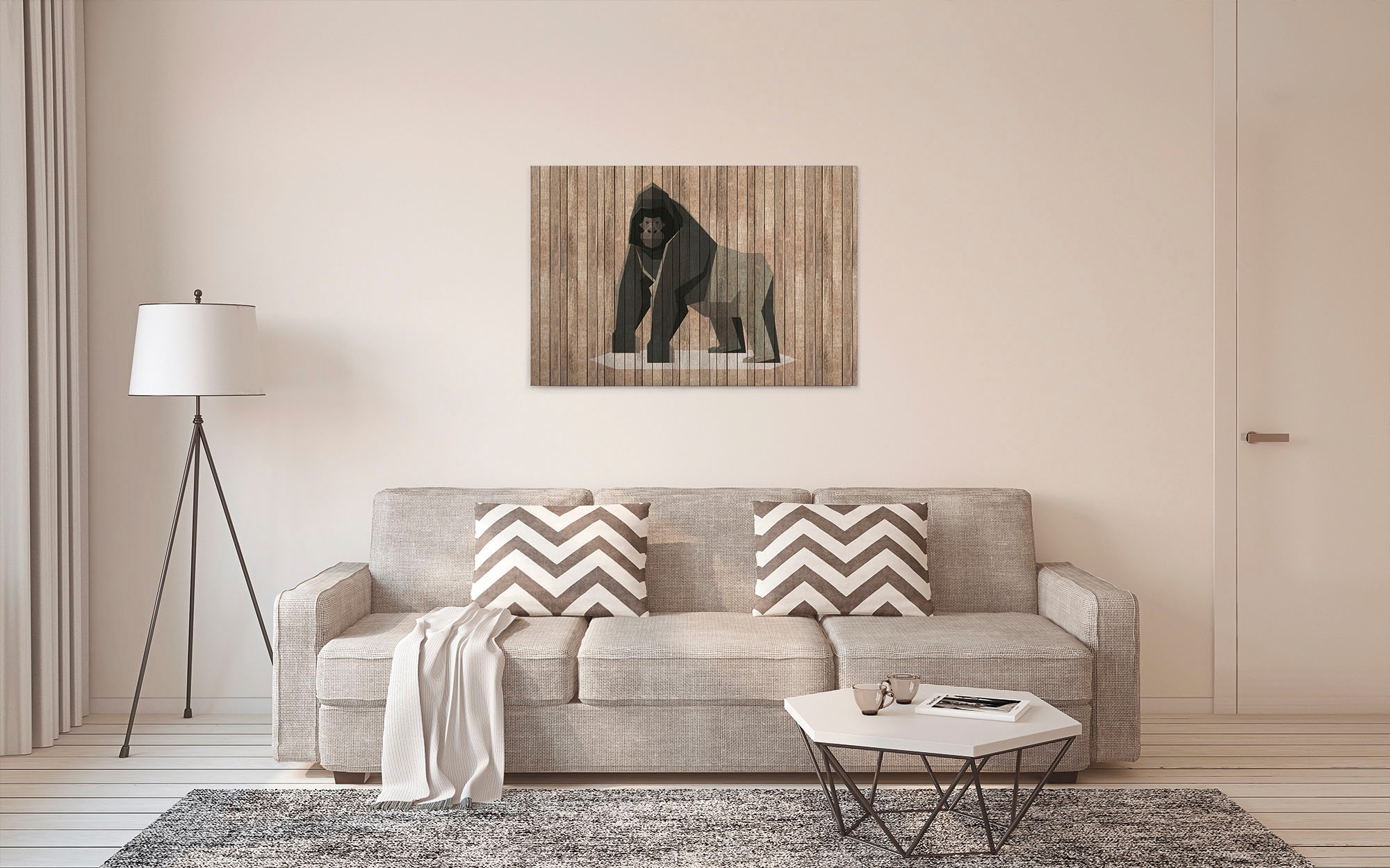 A.S. Création Leinwandbild »born to be wild 3«, Tiere, (1 St.), Keilrahmen Bild Holzoptik Gorilla Tiere