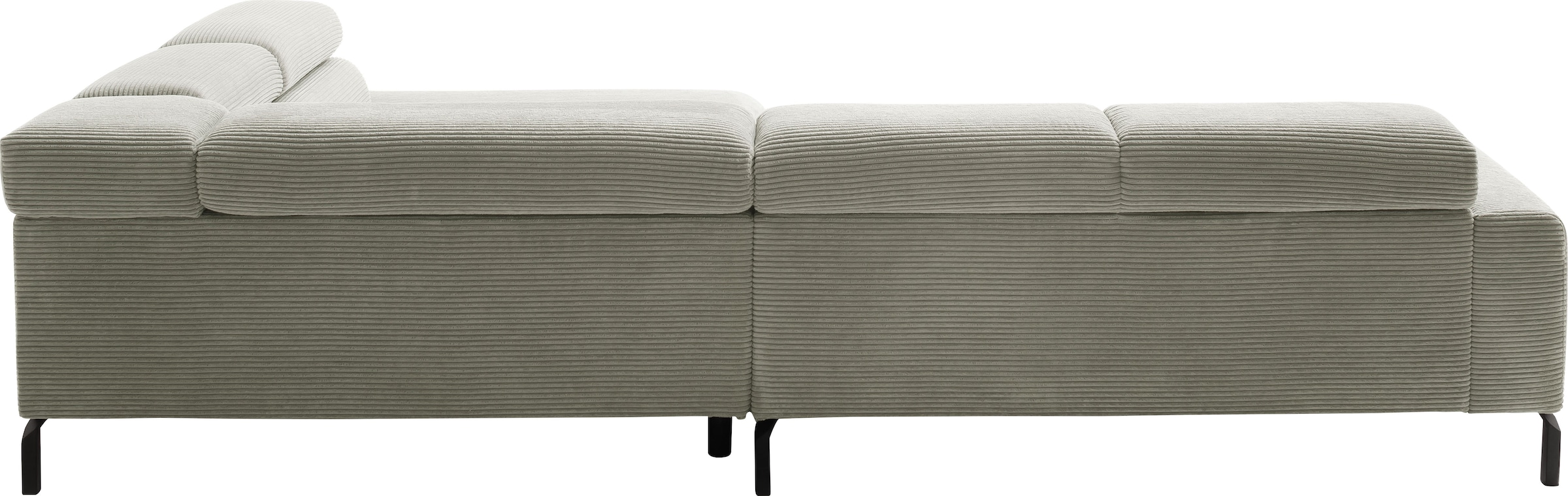Places of Style Ecksofa »Antonelli, L-Form, inkl. Kopfteilverstellung, Breite 312 cm«, ohne Sitztiefenverstellung, in Cord, stone