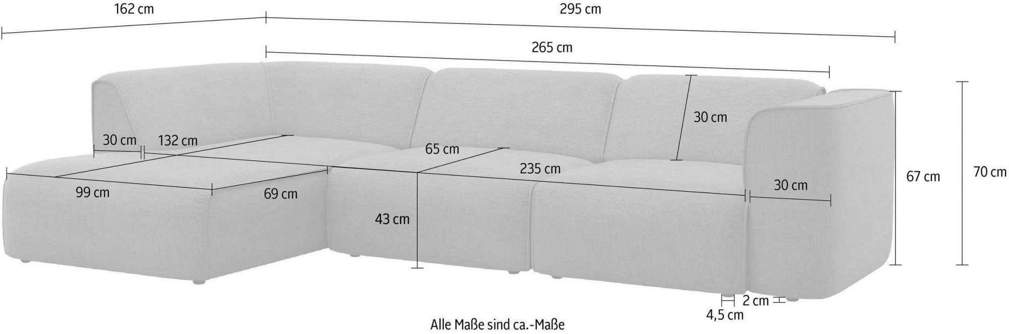 OTTO home Ecksofa »Merid L-Form, B: 295 cm - OTTO. Verlässliche Qualität.« jederzeit durch Module erweiterbar