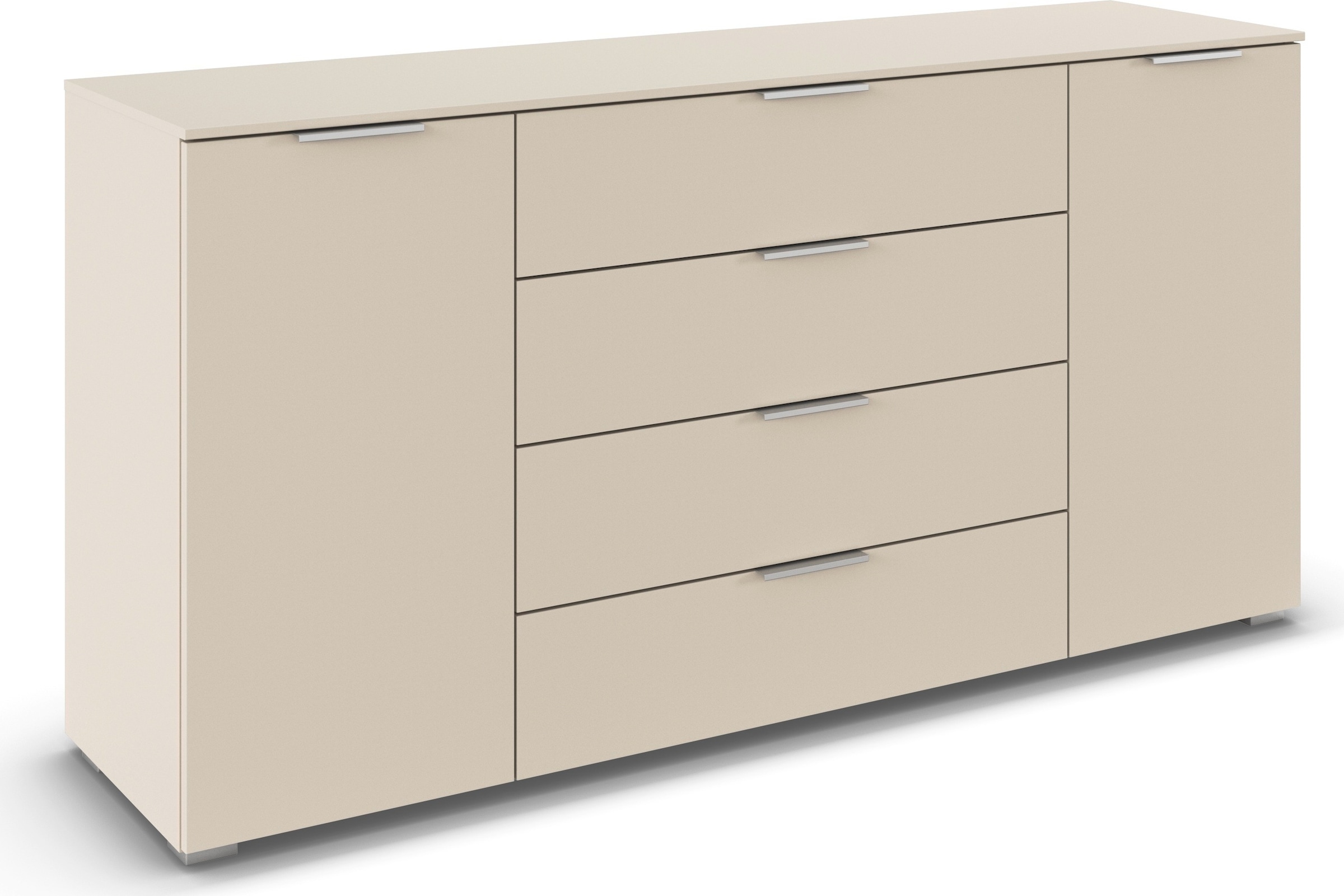 rauch Kombikommode »Sideboard Türkommode Schubladenkommode Kommode ASTANA« Breite 160 cm / Höhe 81 cm, mit 4 Einlegeböden,  2-türig, 4 geräumige Schubladen, Kantengriff Alufarben MADE IN GERMANY