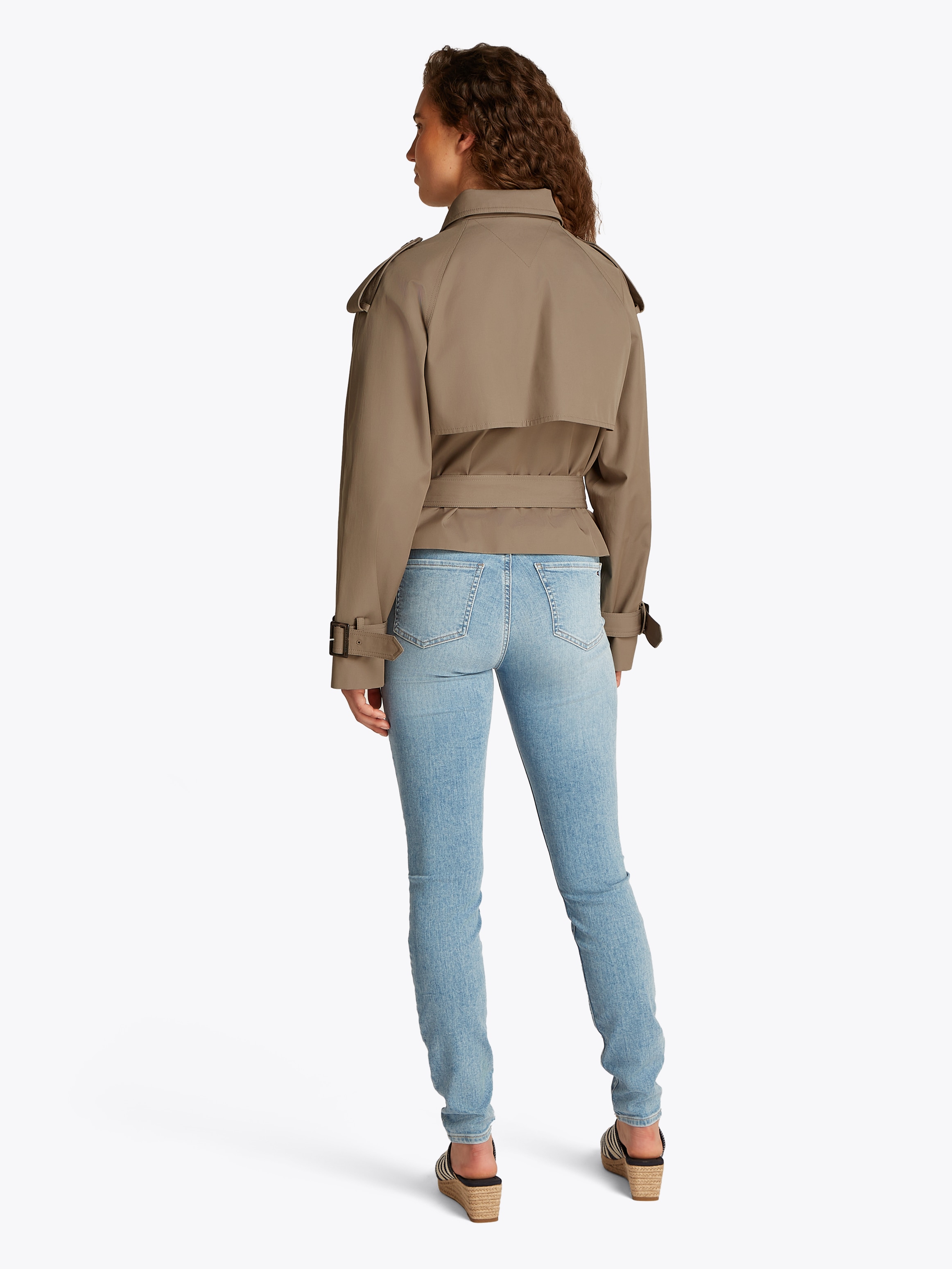 Tommy Hilfiger Kurzjacke »COTTON CROP TRENCH«, mit Gürtel in der Taille, mit Rückenpasse, mit Eingrifftaschen