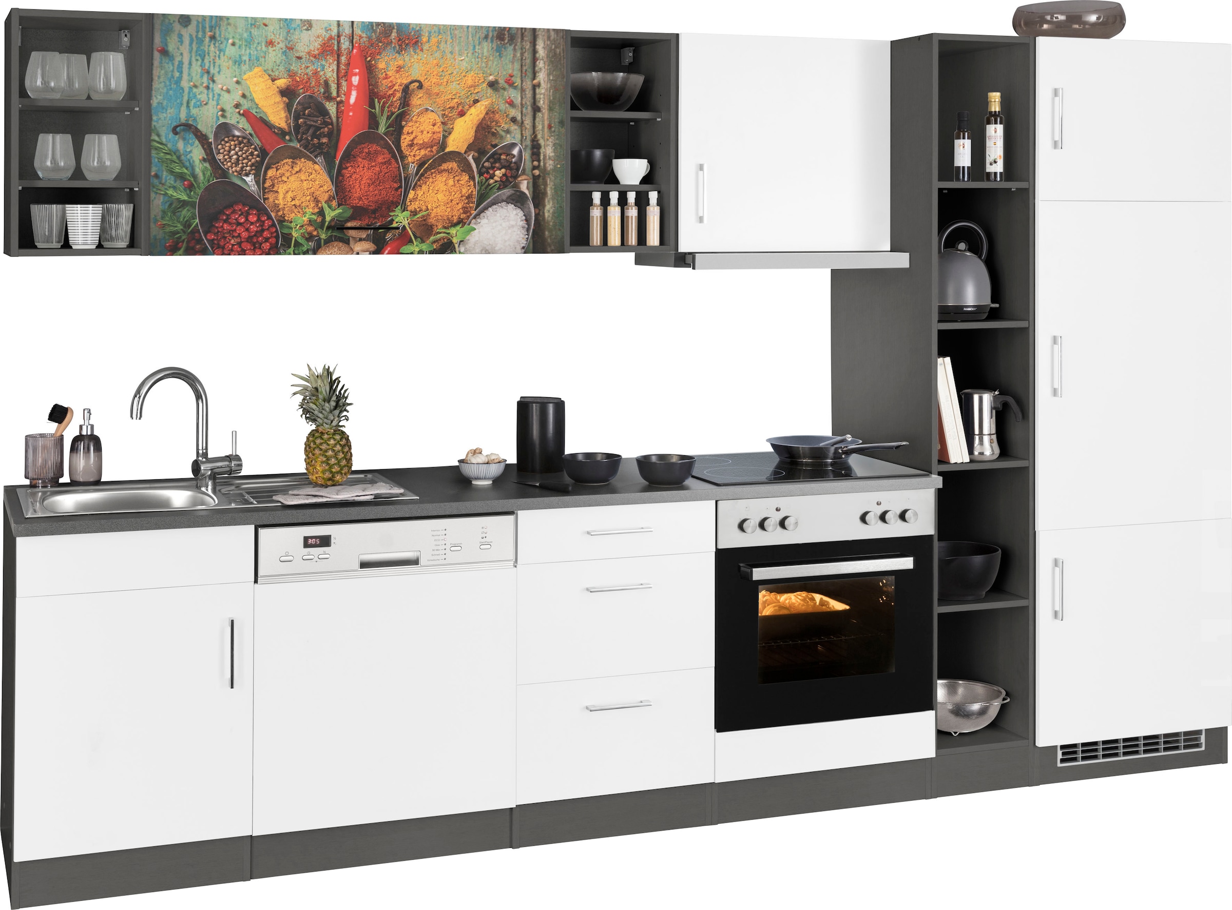 KOCHSTATION Küchenzeile »KS-Paris«, mit E-Geräten, Breite 310 cm
