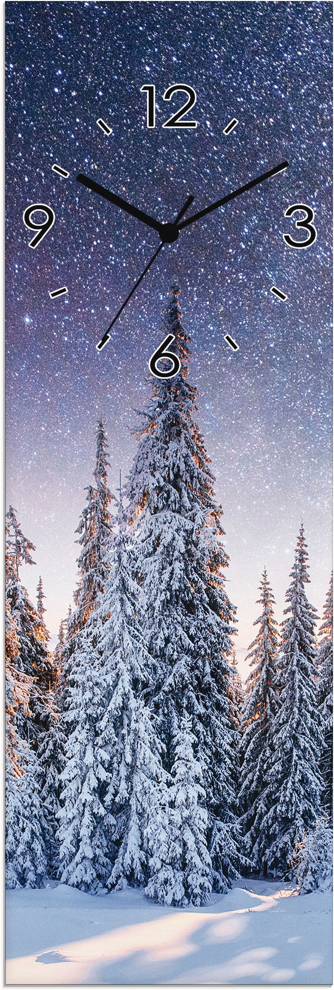 Artland Wanduhr »Glasuhr Tannenwald Rechnung wahlweise oder bestellen mit im Schnee«, ohne auf Quarz- Tickgeräusche Funkuhrwerk, lautlos