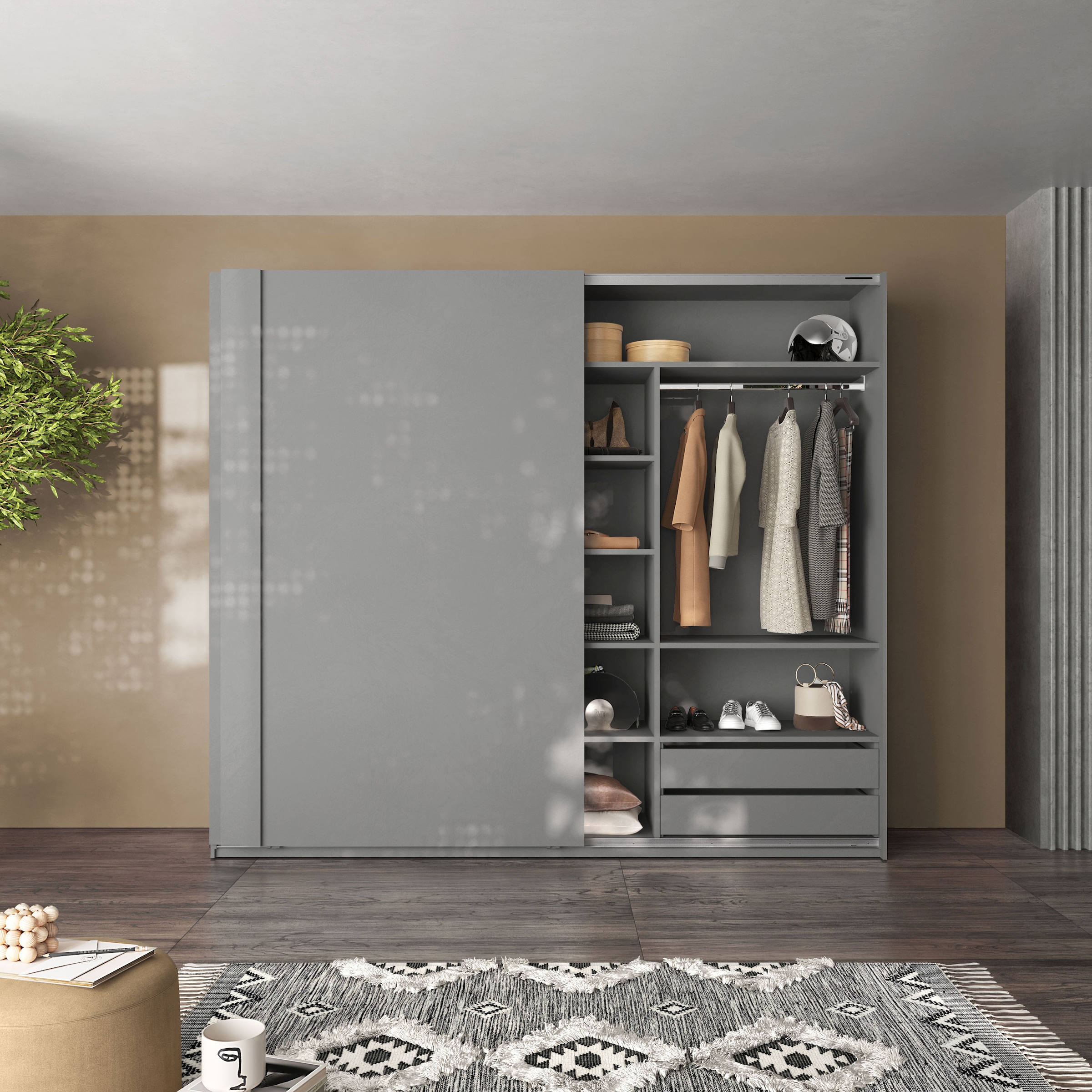 Home affaire Einlegeboden »Jupiter - Steingrau (1 St.), nur mit Inneneinteilung montierbar« Stabil, Breite 90 cm, passend für Schwebetürenschrank 275x240 cm