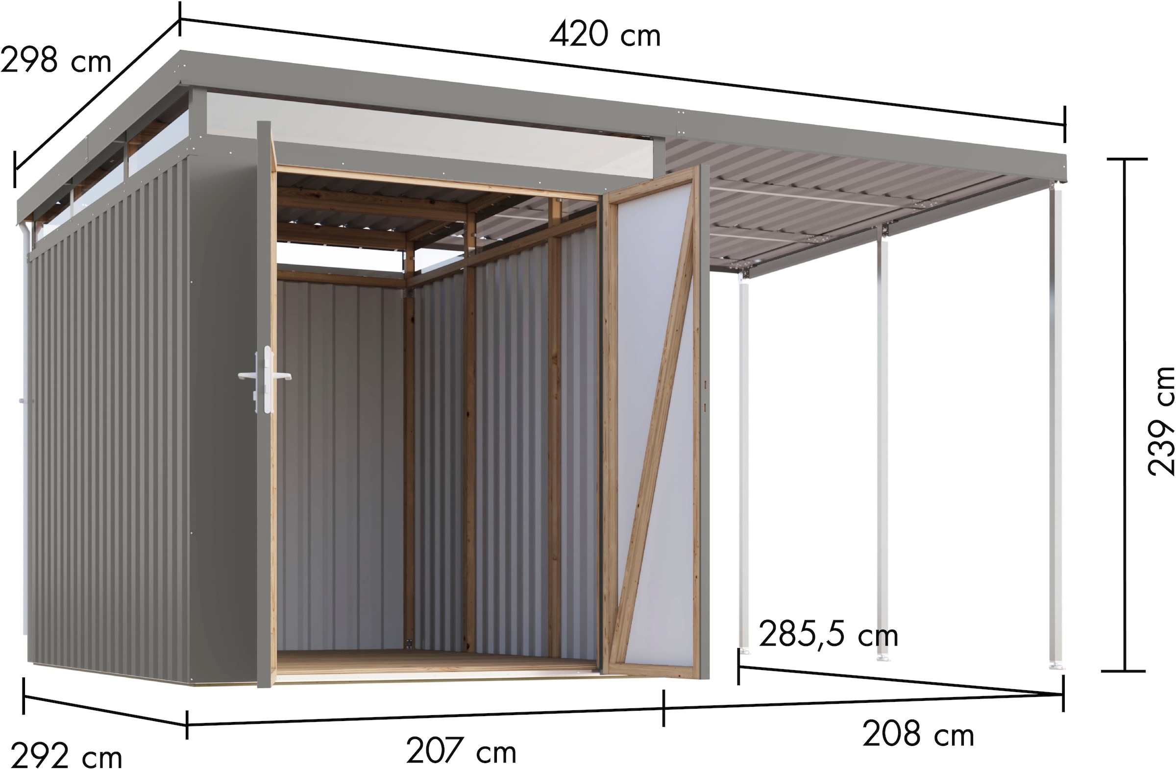 Karibu Gerätehaus »Titanium 2,5 SET mit Anbaudach« Made in Germany