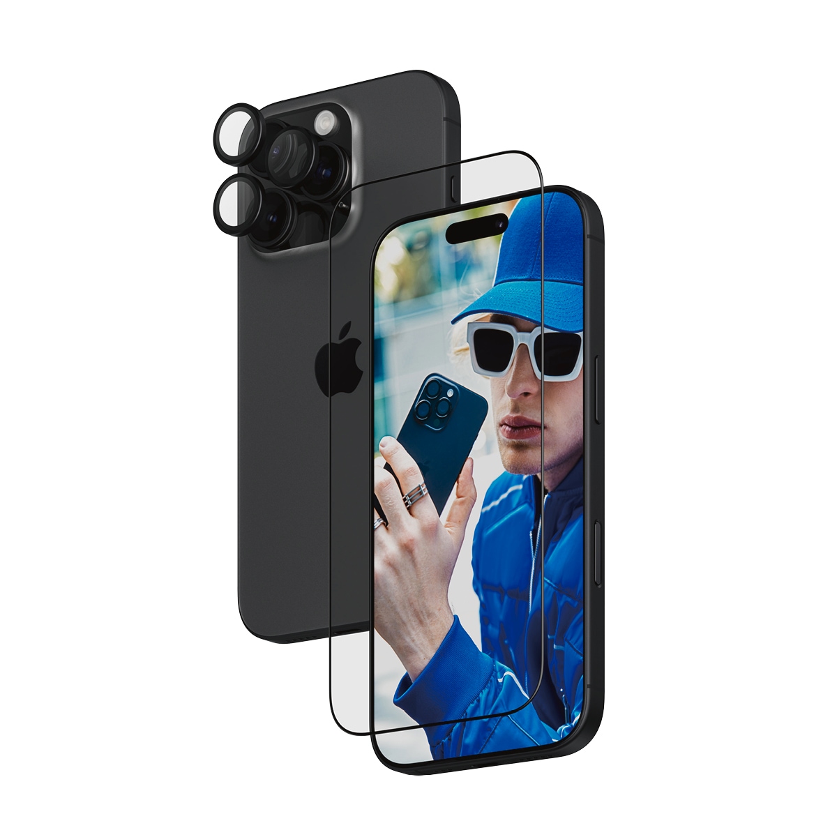PanzerGlass Displayschutzglas »2-in-1 Protection, Glass, Lens Protector« für Apple iPhone 16 Pro Displayschutzfolie, Schutzfolie, Bildschirmschutz, kratz- & stoßfest