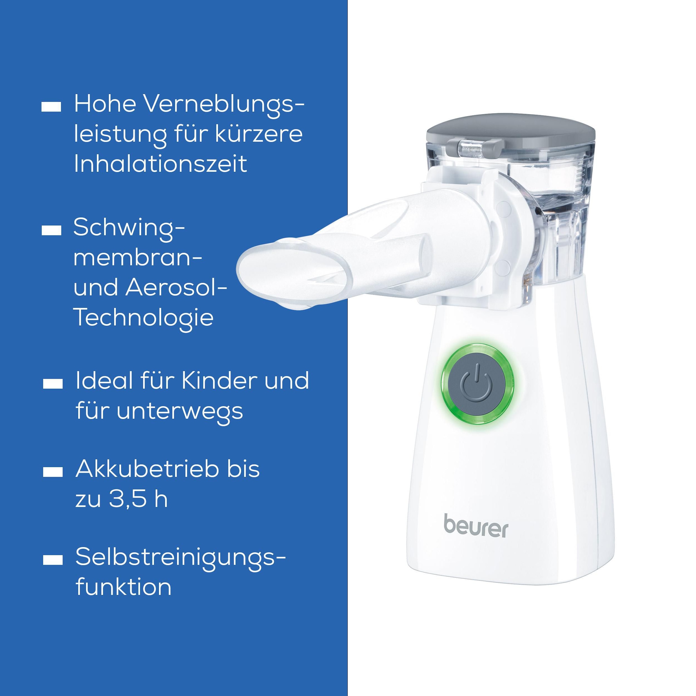 BEURER Inhalationsgerät »IH 57 mit leistungsstarkem Akku für kabellose Anwendung«, Zur Behandlung bei Erkältung, Asthma und anderen Atemwegserkrankungen