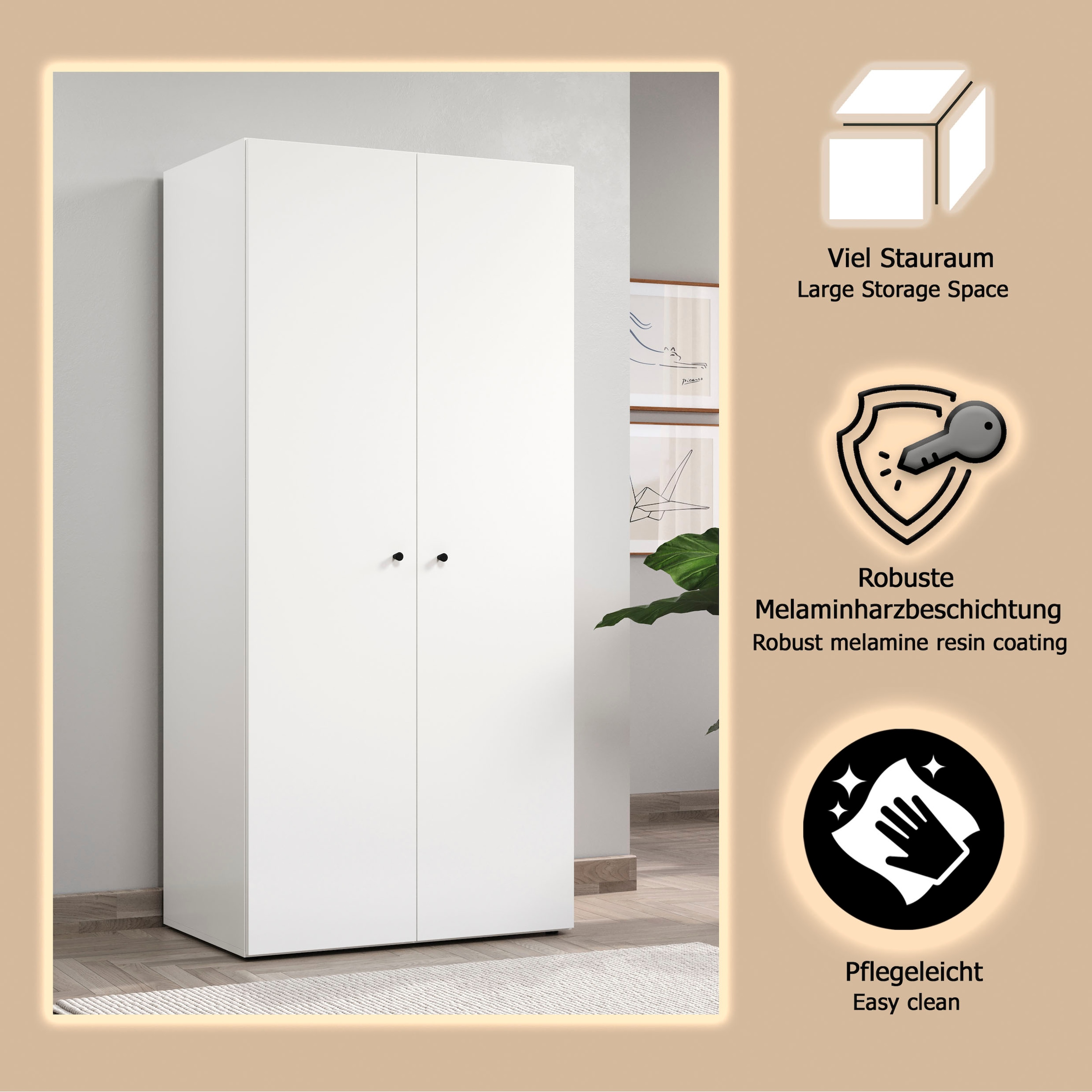 INOSIGN Kleiderschrank »Jersey Schlafzimmerschrank Garderobe Bestseller Schrank« Multischrank Wäscheschrank Hochschrank,  Drehtürenschrank mit modernen Griffen Otto´s Choice