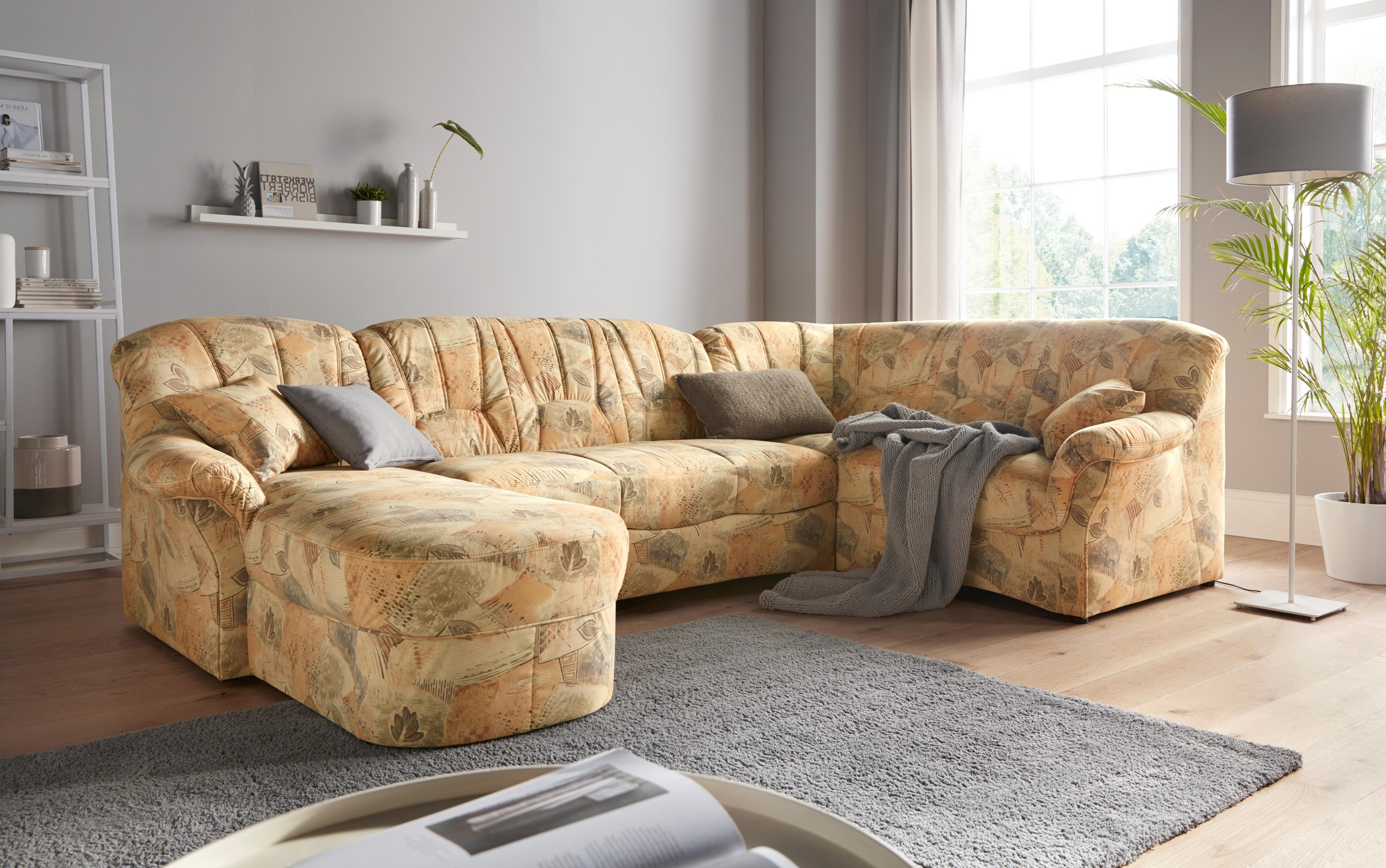 DOMO collection Wohnlandschaft »Bahia mit viel Platz, zeitloses Design, U-Form«, wahlweise mit Bettfunktion