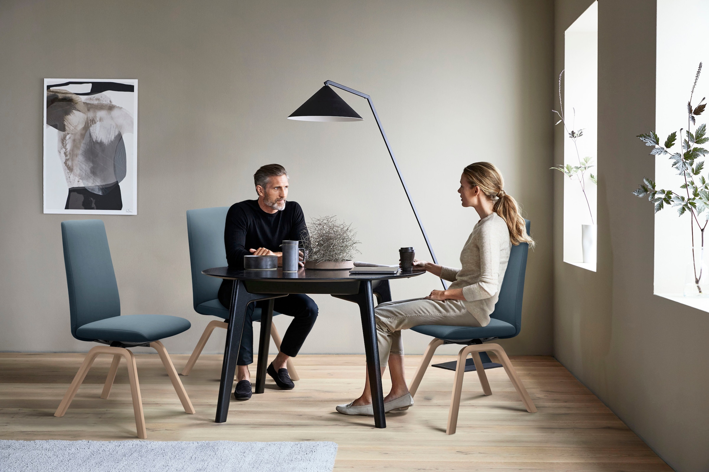 Stressless® Polsterstuhl »Laurel« () Microfaser DINAMICA High Back, Größe L, mit schräggestellten Beinen in Eiche natur