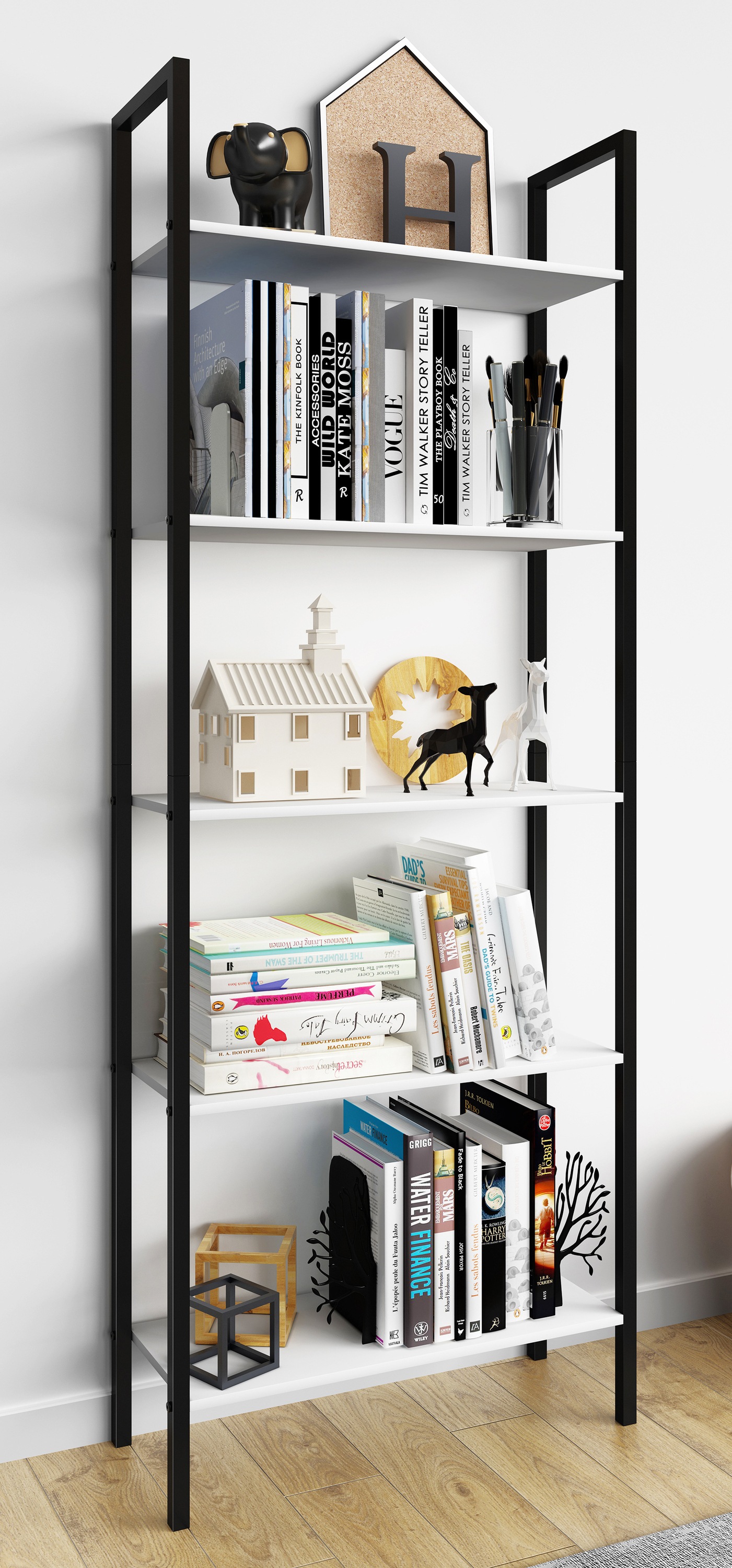 VCM Bücherregal »Holz Metall Stand Regal Büro Bücher Flakos 5fach«