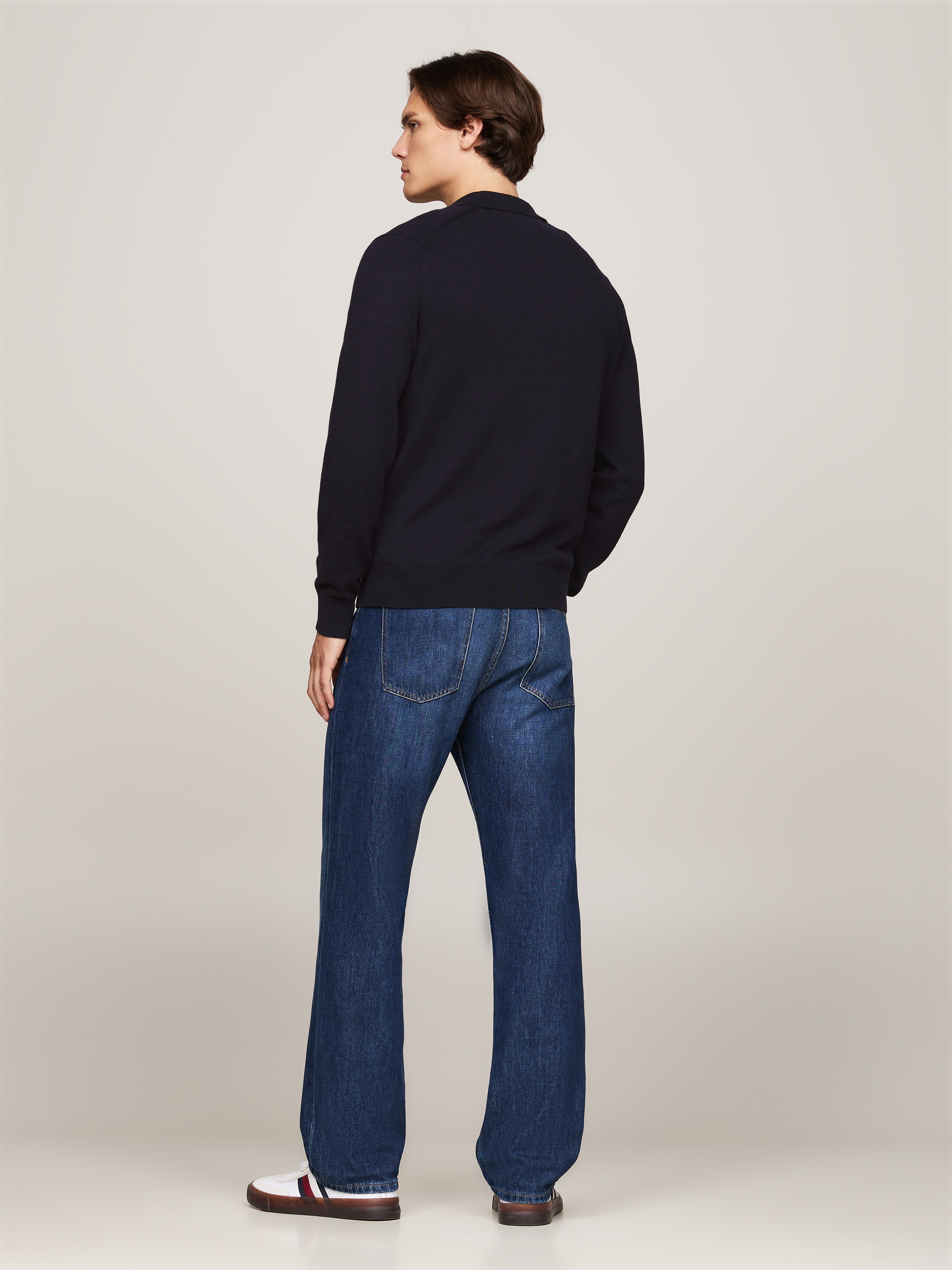 Tommy Hilfiger Polokragenpullover »PIMA ORG CTN CASHMERE LS POLO« Flag-Stickerei auf Brust