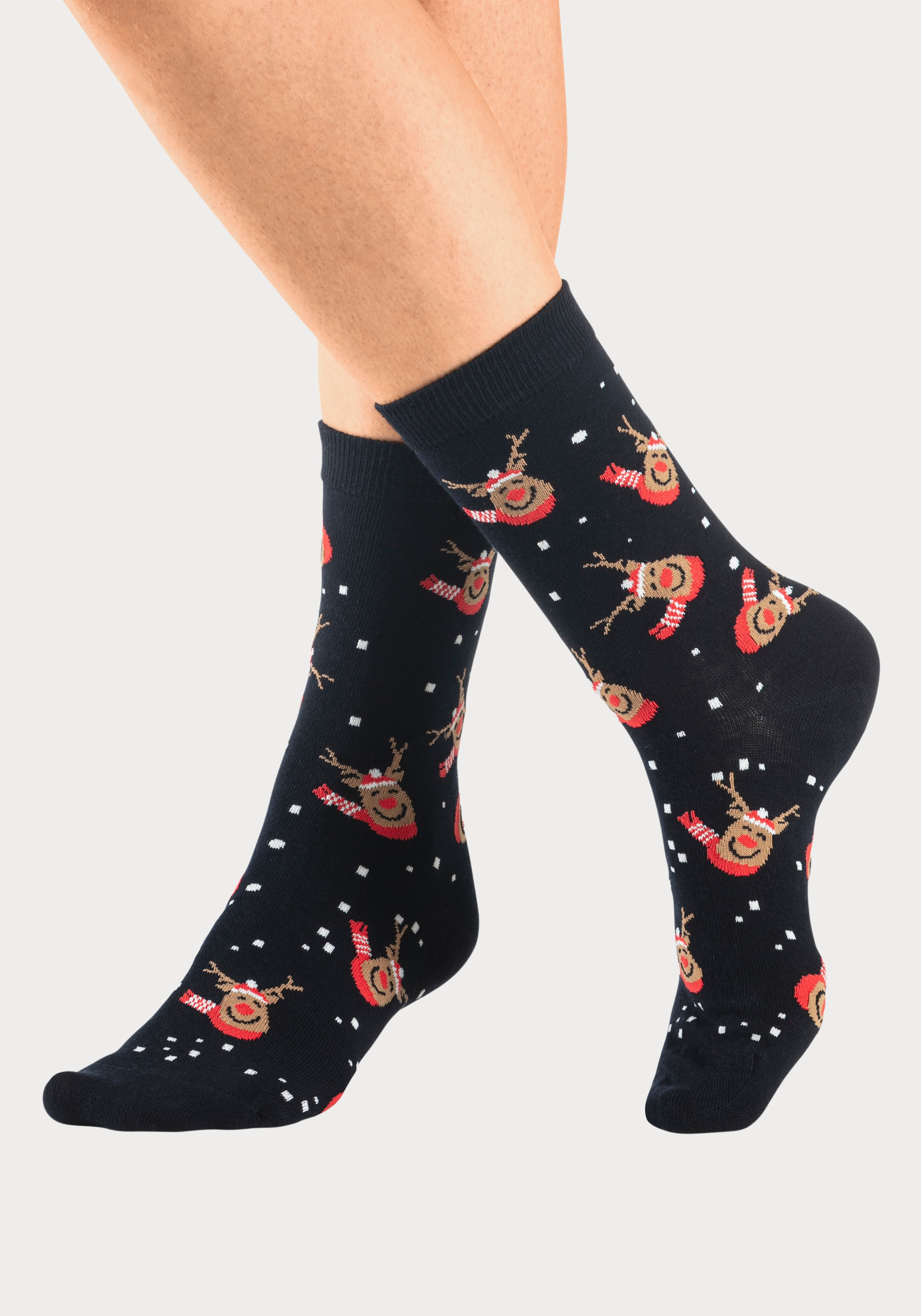 H.I.S Basicsocken Packung, 3 Stk. tlg. Weihnachten, mit weihnachtlichen Motiven