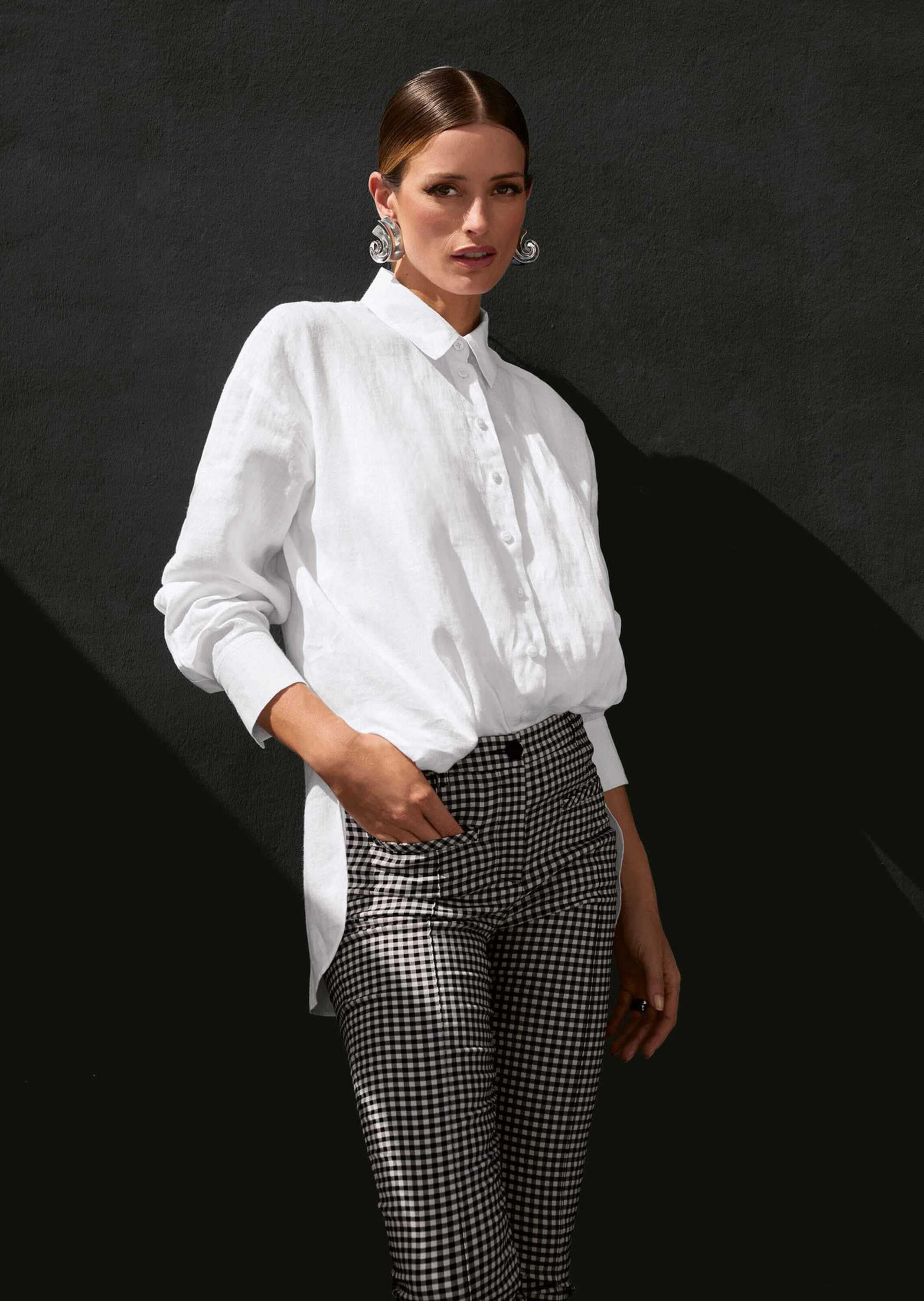 MADELEINE Hemdbluse »Leinenhemd Modernes Oversized-Hemd mit Schlitzen«