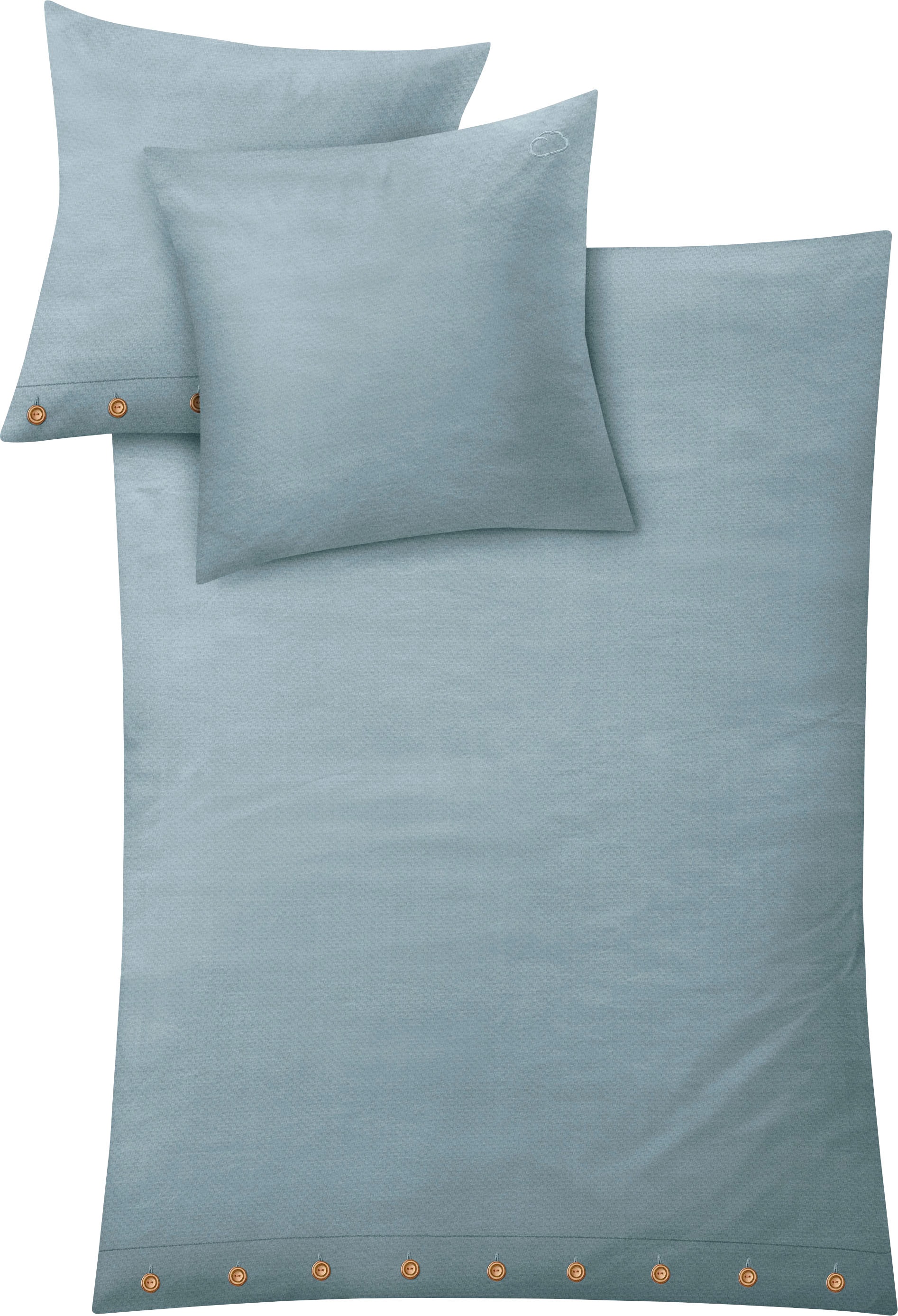 Kleine Wolke Bettwäsche "Leinna", blau, B/L: 155cm x 220cm, 1 Stk., 1 Stk., Leinen, B/L: 80cm x 80cm, 2 Stk.