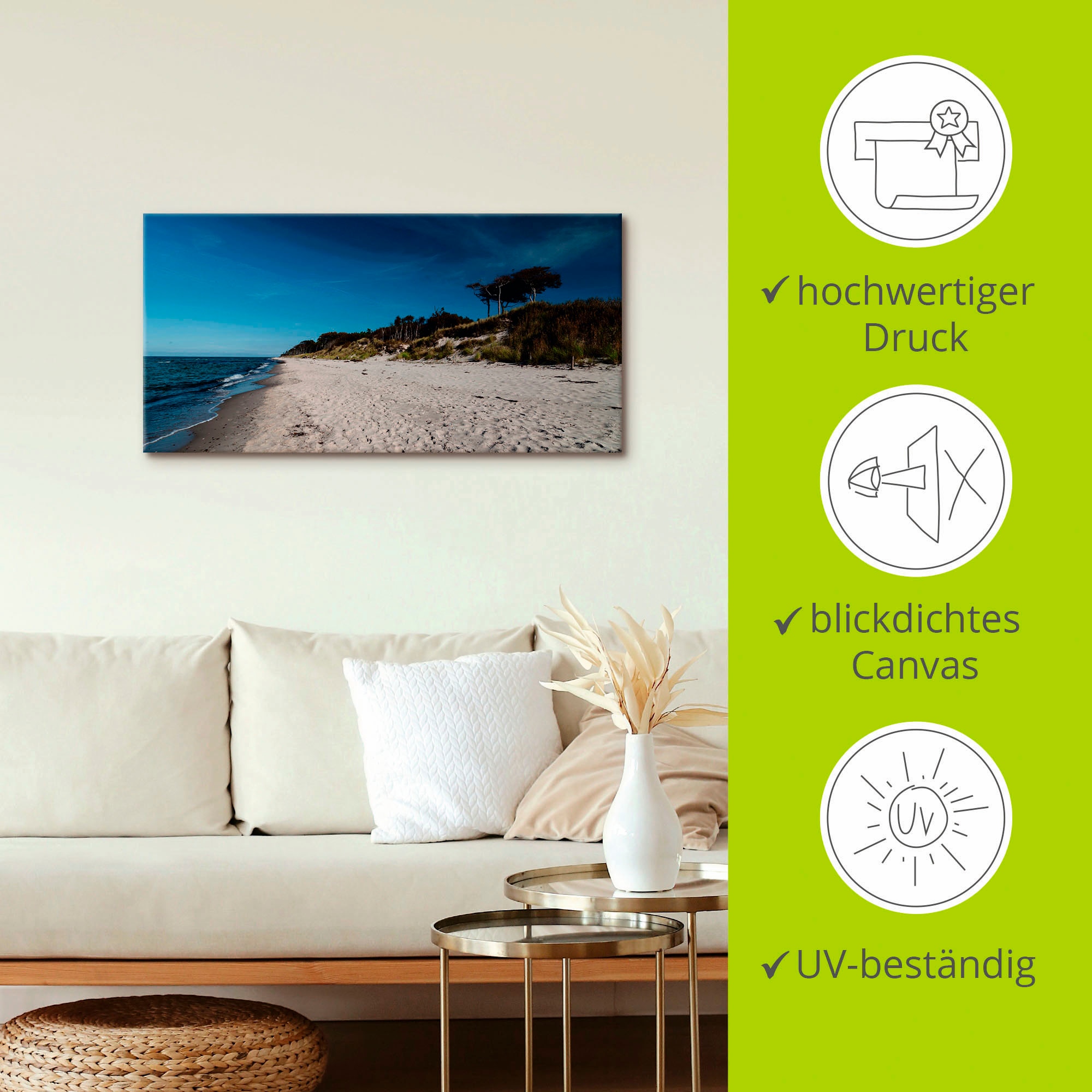 Artland Leinwandbild »Am Weststrand- Ostsee - Darss« Strand 1 Stk. tlg. auf Holzrahmen gespannt