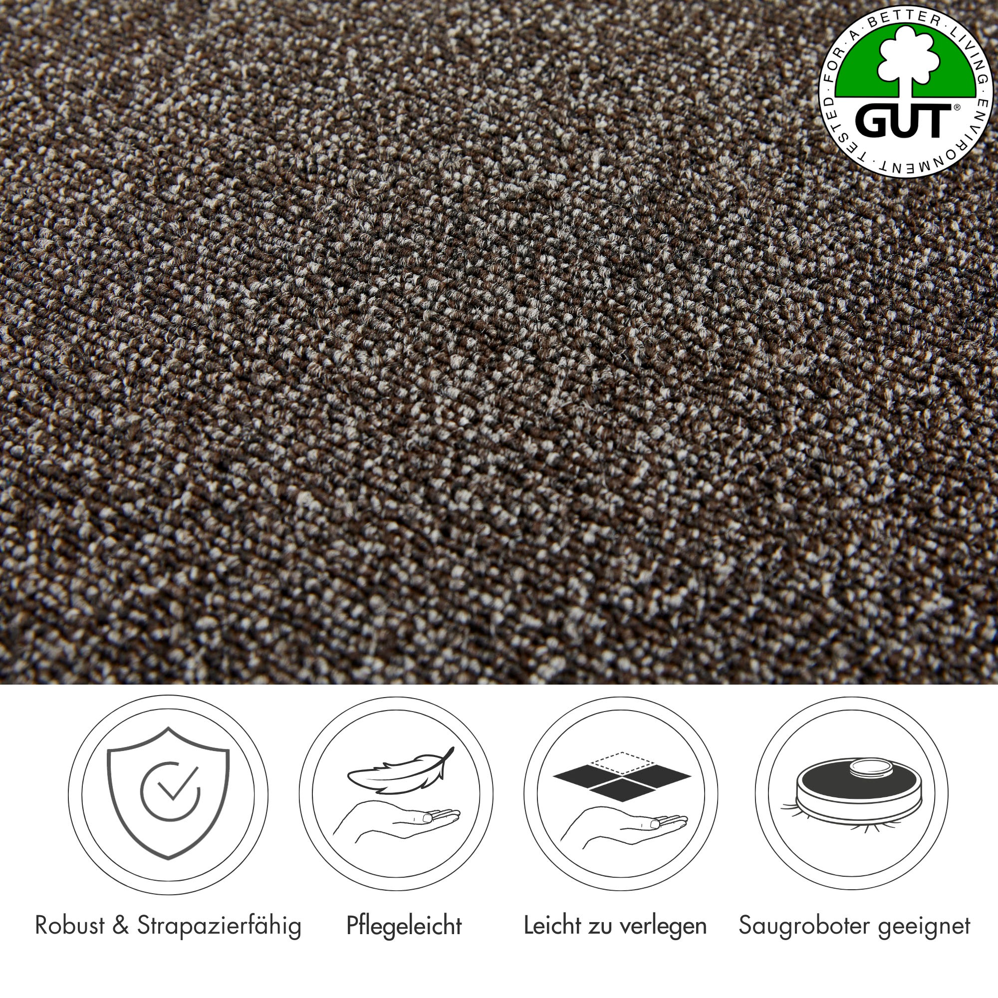 Andiamo Teppichboden »Matz, Schlinge, Made in Belgium«, rechteckig, 6 mm Höhe, meliert, Breite 400 cm oder 500 cm, strapazierfähig & pflegeleicht
