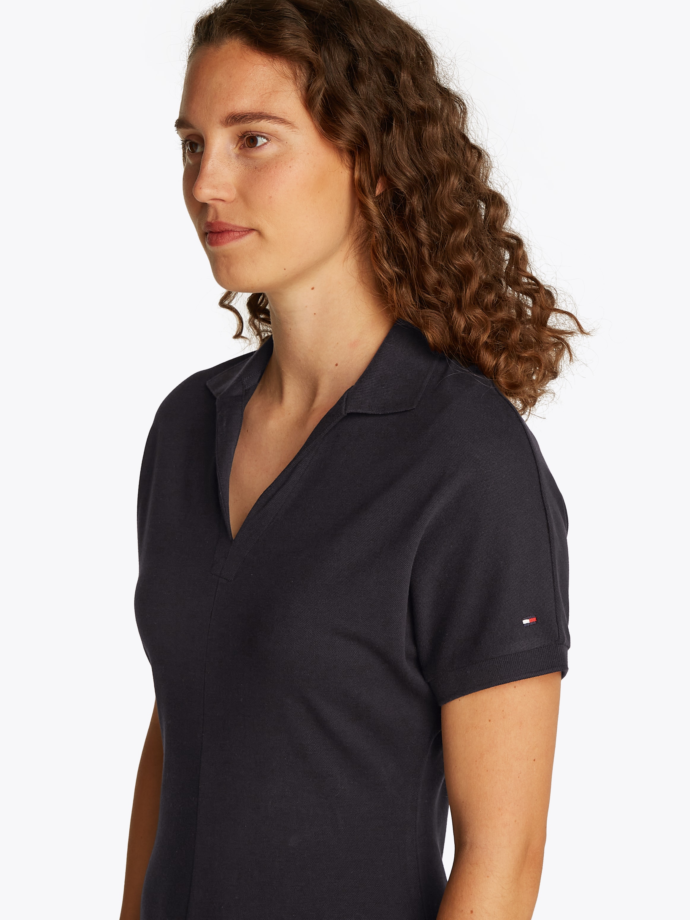 Tommy Hilfiger Polokleid »LYOCELL OPEN-NK F&F POLO DRESS«, mit angeschnittenen Ärmeln, in kniefreier Länge