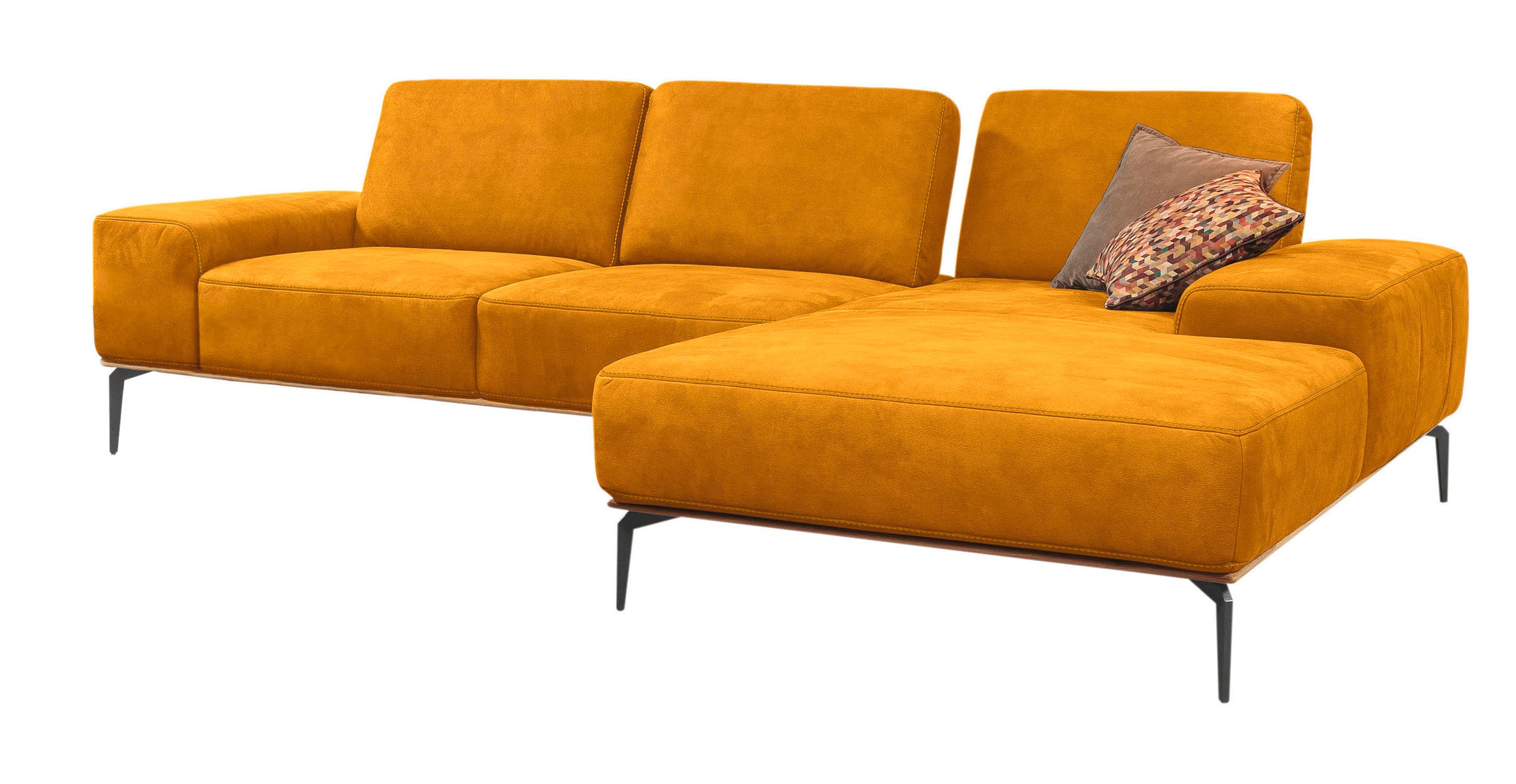 W.SCHILLIG Ecksofa »run, Designsofa mit tollem Sitzkomfort, bequem, L-Form«, mit Holzsockel, Füße in Schwarz pulverbeschichtet, Breite 319 cm