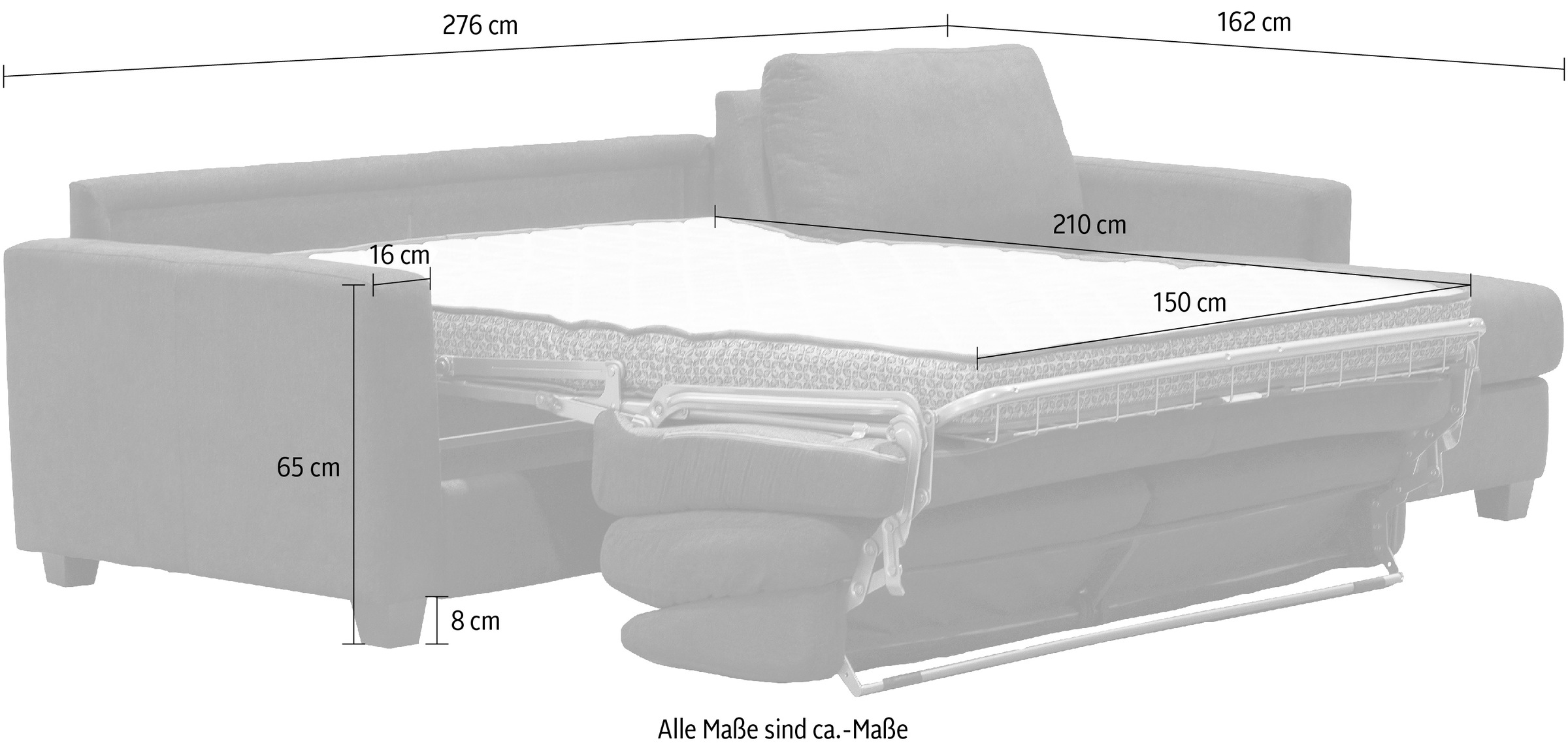 Nias Italia Ecksofa »Avellino«, mit Bettfunktion, Matratze und Metallgestell,  Liegefläche 140/208 cm online bestellen | UNIVERSAL