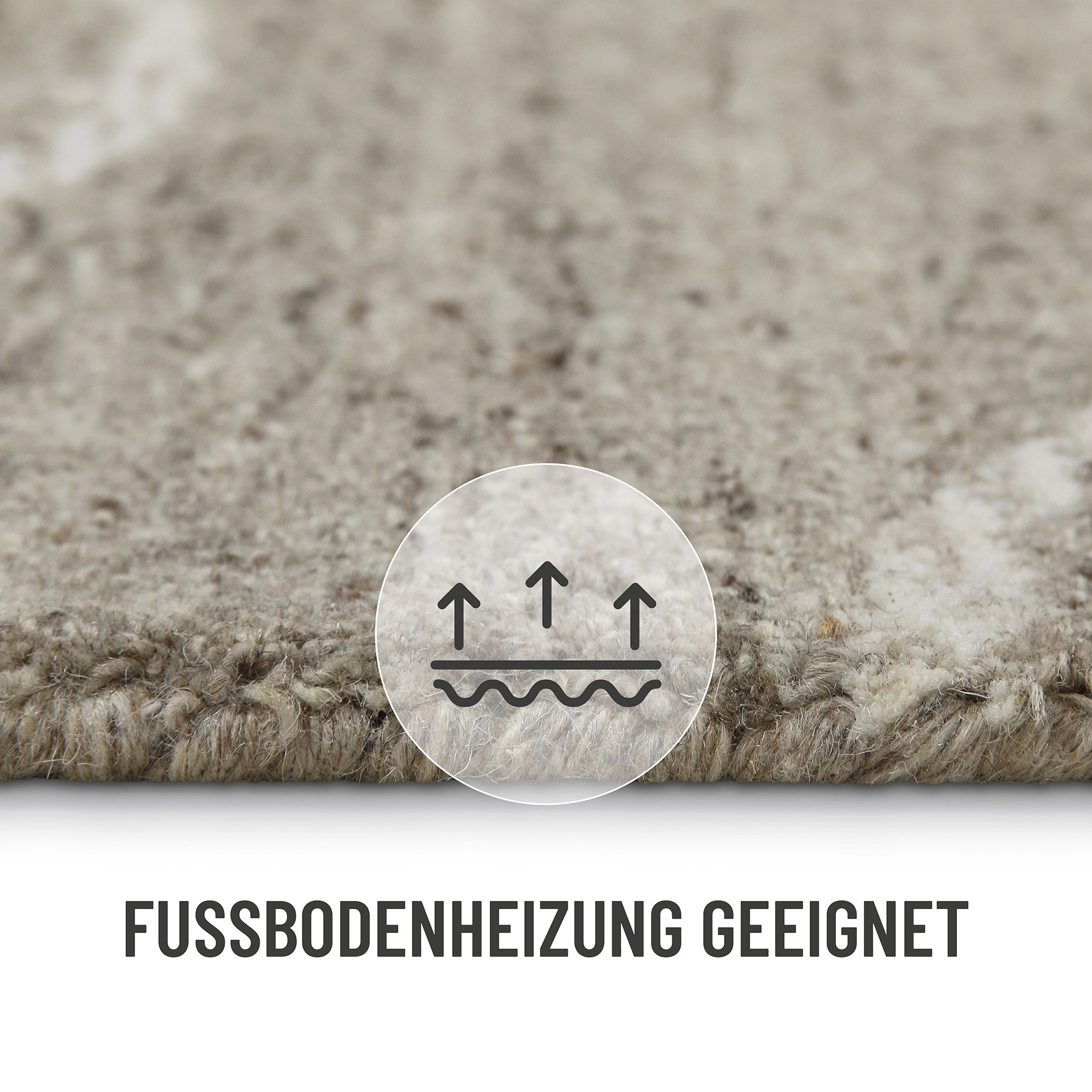 Wecon home Wollteppich »Hamptons FORTYONE«, rund, 15 mm Höhe, Schurwolle, Kurzflor, Wohnzimmer, elegant, robust, Stein-Muster