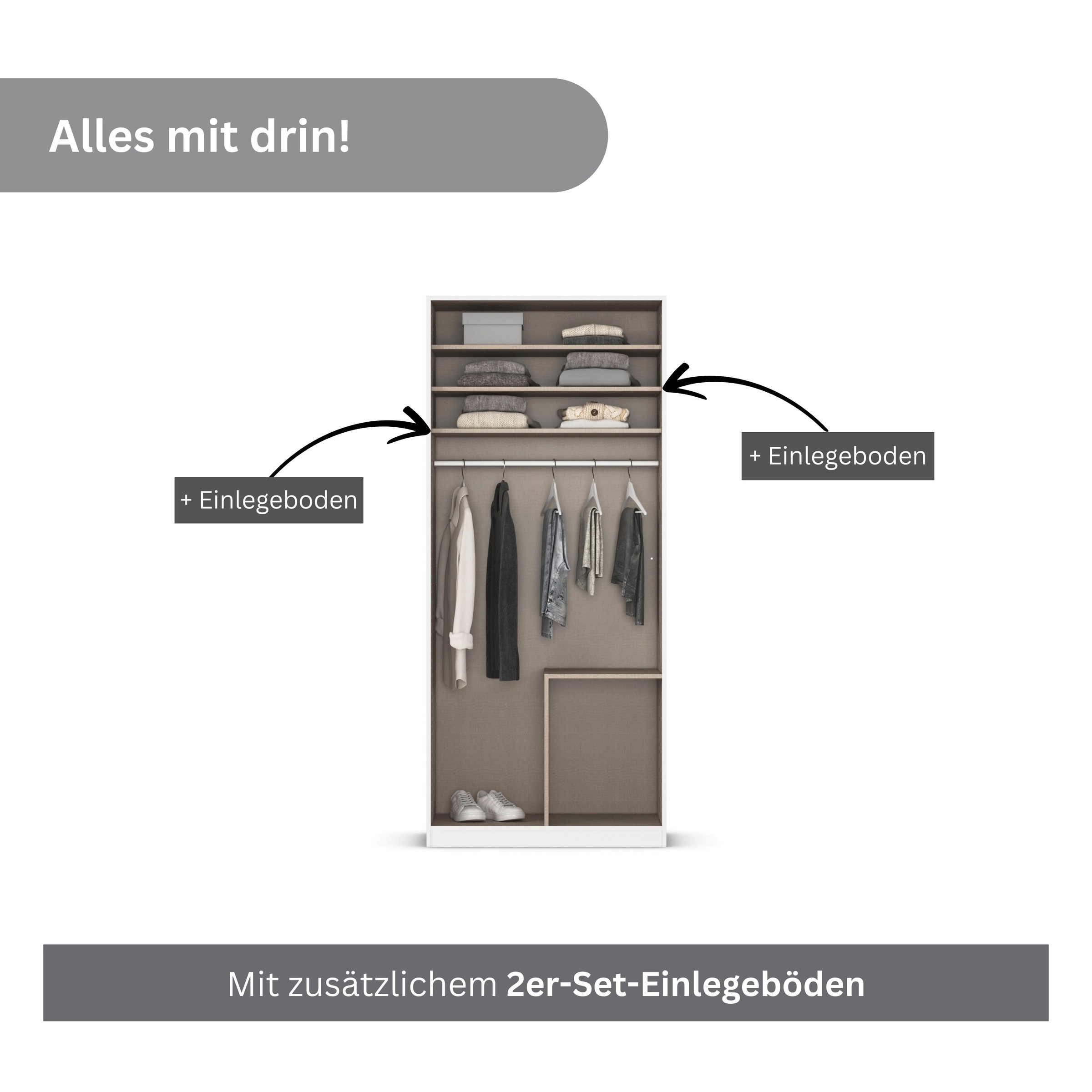 rauch Drehtürenschrank »Kleiderschrank Kleiderschränke Schrank Garderobe AGORDO mit Glasfront«, (in zwei Griff-Farben mit Glasfront), mit Außenschubkästen, in 6 Breiten und 2 Höhen MADE IN GERMANY